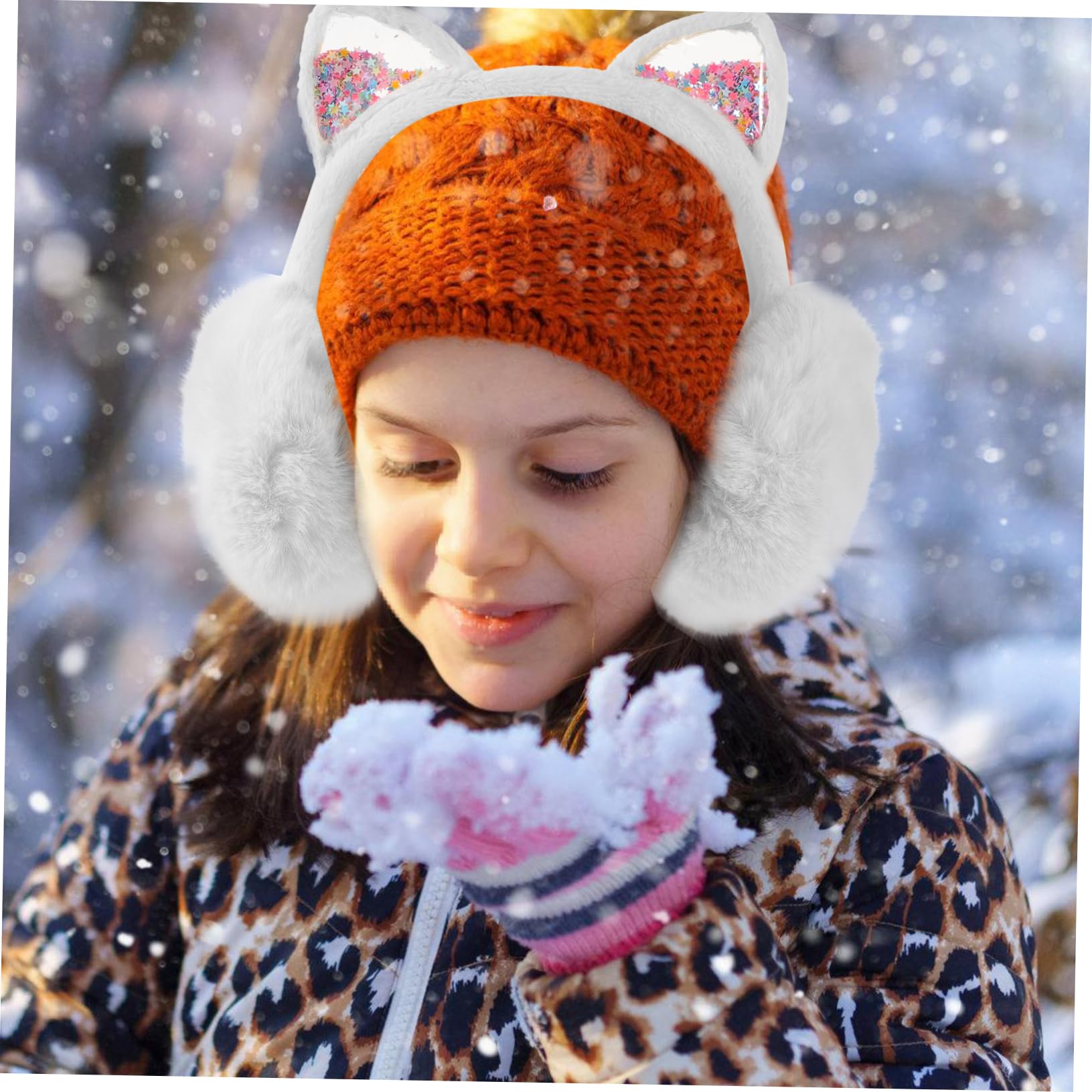 VALICLUD 4 Stück Winter warme Ohrenschützer ear muffs Weiße Ohrenschützer süße Ohrenschützer Süßes Ohrenschützer-Stirnband Ohrstulpe Ohrenschützer für Mädchen Outdoor-Ohrwärmer Plüsch