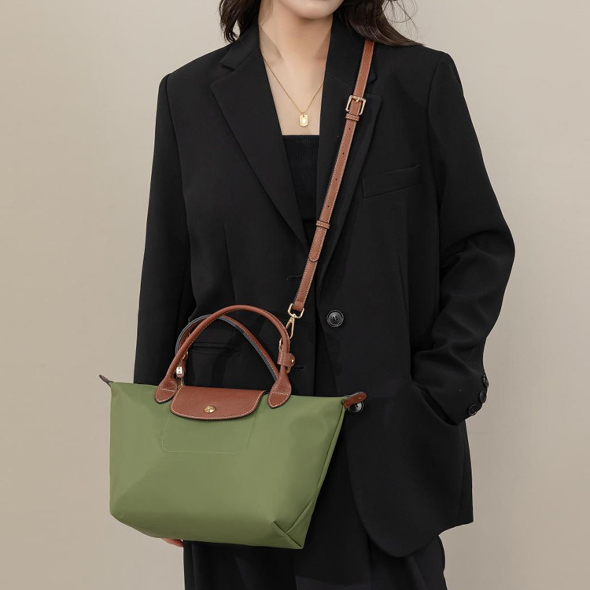 Pasek na ramię do torebki Longchamp, mini Bag Straps z 2 adapterami na ramię, regulowany pasek zastępczy o regulowanej długości, skórzany pasek na ramię, regulowany pasek na ramię do toreb (1,2