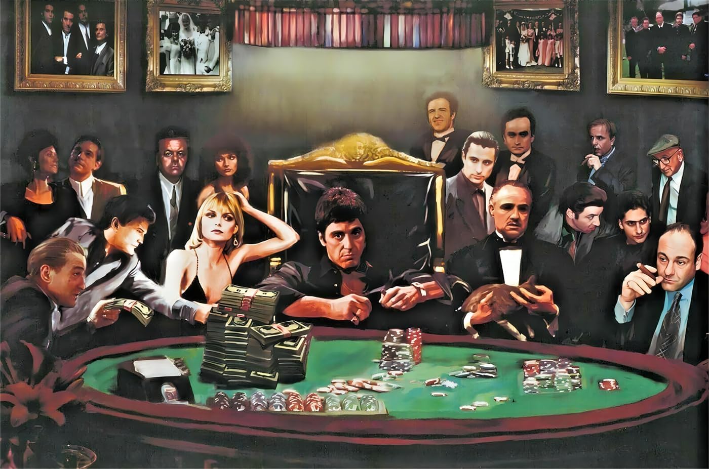Mafia Scarface Godfather Casino Gangster Poster Picture Art Print Canvas Wall Art Home Living Room Bedroom Decor Mural (framed,20x30 inch)