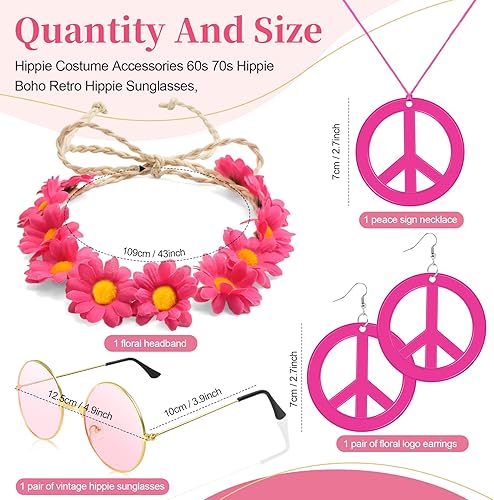 Miniatura 2 de Accesorios de disfraz hippie para niña de los años 60 y 70
