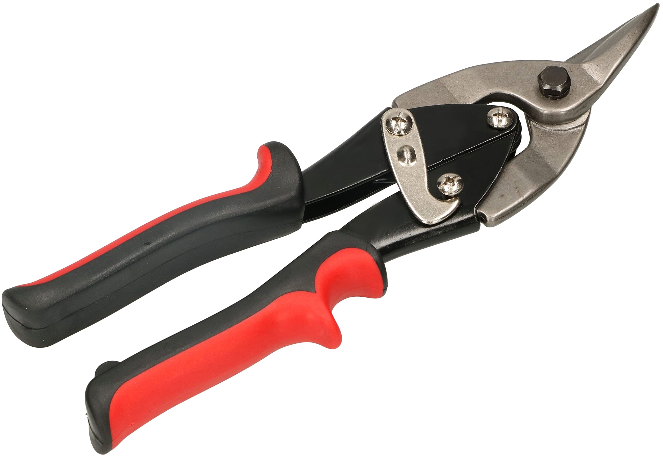 KOTARBAU® Forbici per lamiere e profili, 250 mm, in acciaio CrV, con impugnatura curva, meccanismo di bloccaggio (rosso sinistra)