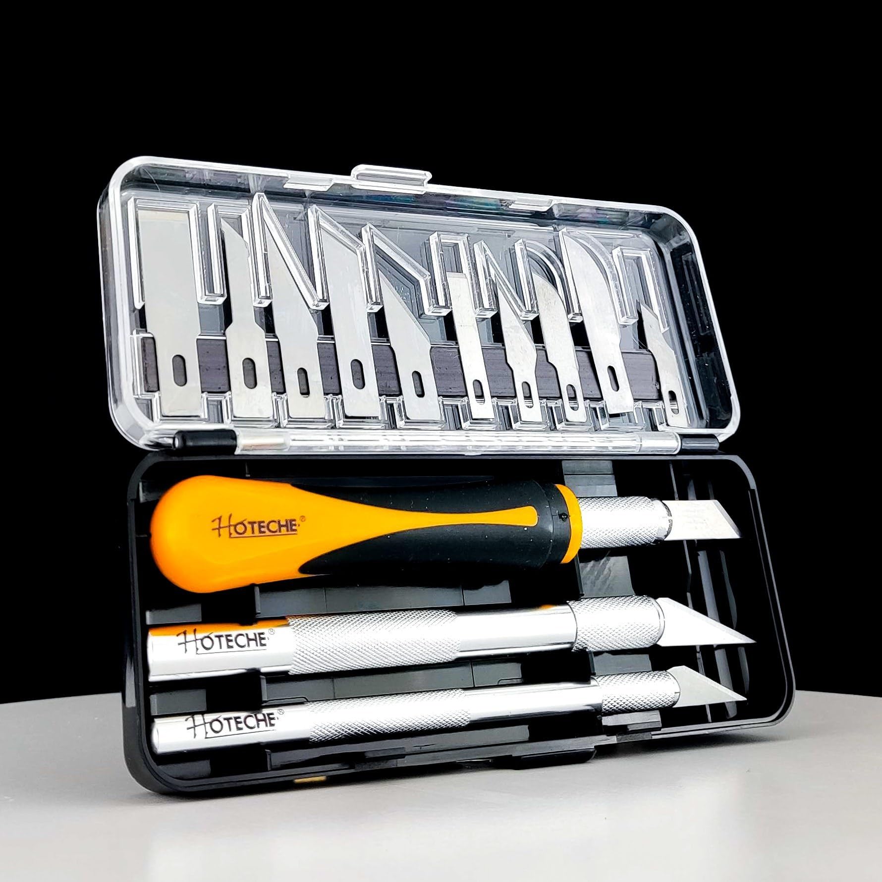 Set Bisturi per Modellismo 16 Pezzi – Taglierino di Precisione con 3 Manici e 13 Lame – Cutter per Fai da Te, Scultura, Hobbistica e Artigianato