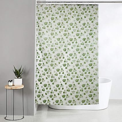 Kuber Industries Flower Design Waterproof PVC Floral Shower Curtain with 8 Hooks (CTKTC33760, Green, 54 x 84 inch)