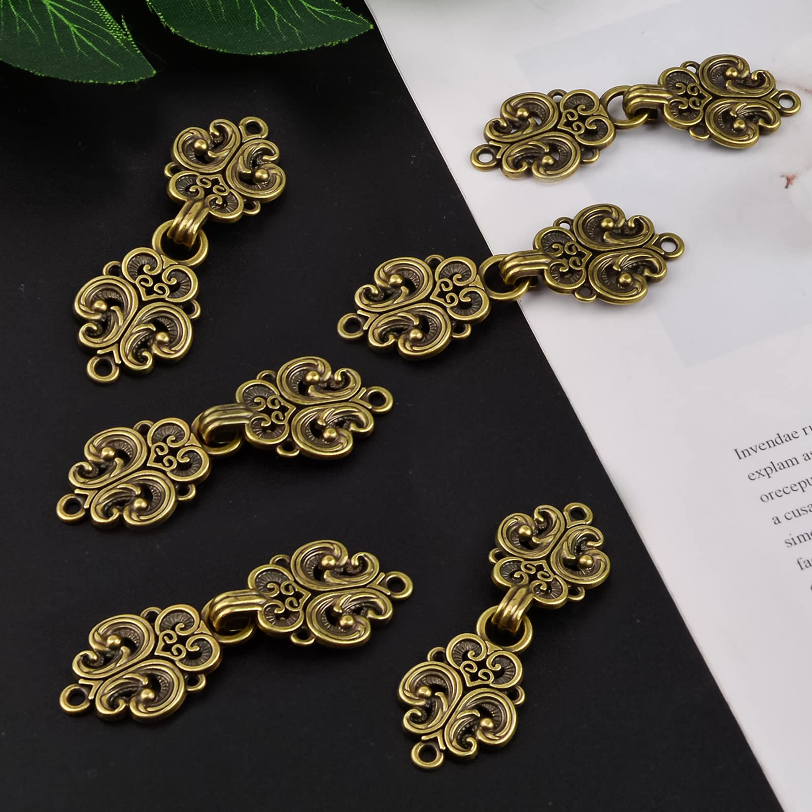 WANDIC Cardigan-Clips, 6 Paar, Vintage-Stil, hohle Blumenumhang-Verschlüsse, Haken und Ösen