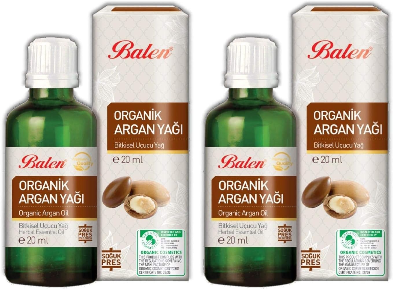 Balen Organik Argan Yağı (Soğuk Pres) (2 paketi)