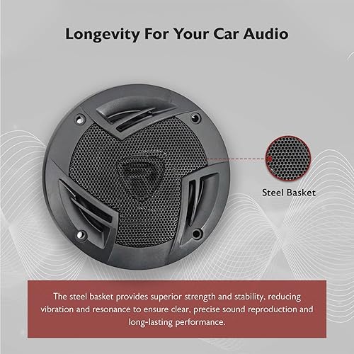 Miniatura 8 de Rockville RV4.3A - Altavoces de coche de 3 vías de 4 pulgadas, 500 W, 4 ohmios, woofer de polipropileno, envolvente de goma de butilo, con rejillas,