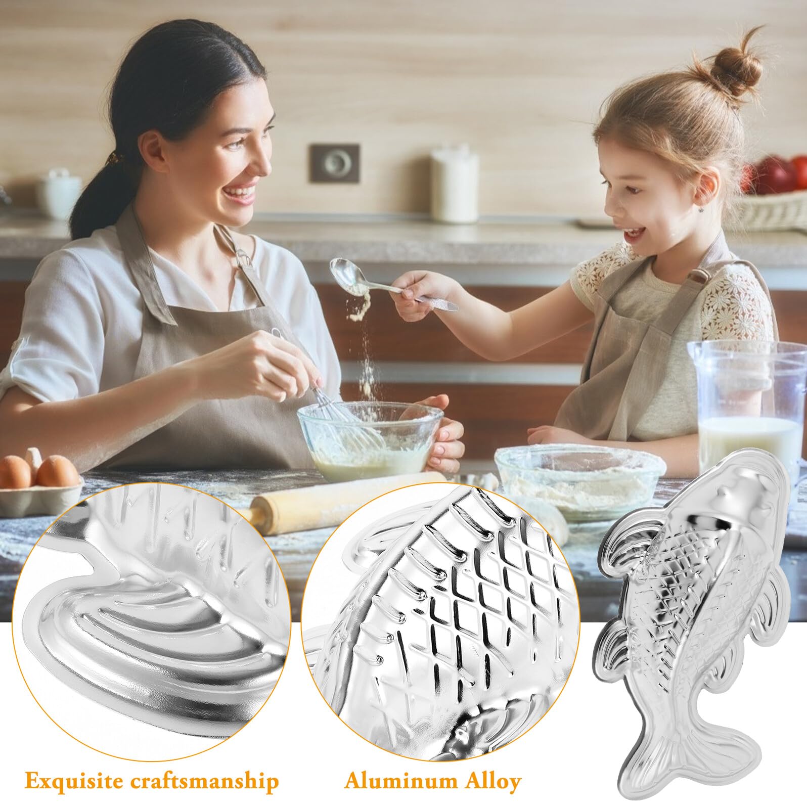 Moule à Pâtisserie de Poisson, Alliage D'aluminium Argenté | Antiadhésif, Démoulage Facile, Cuisine et Cuisson, Adapté aux Gâteaux, Chocolat, Gelée