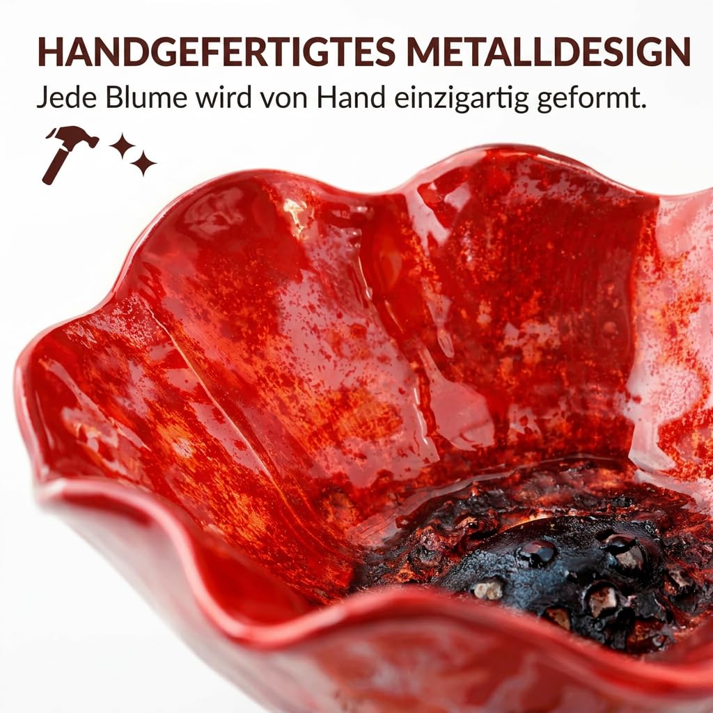 Vogeltränke Blume,Bienentränke für den garten,Insektentränke Gartenstecker aus Metall, Gartendekoration für Rasen, Balkon & Terrasse (Rot, lila, gelb)