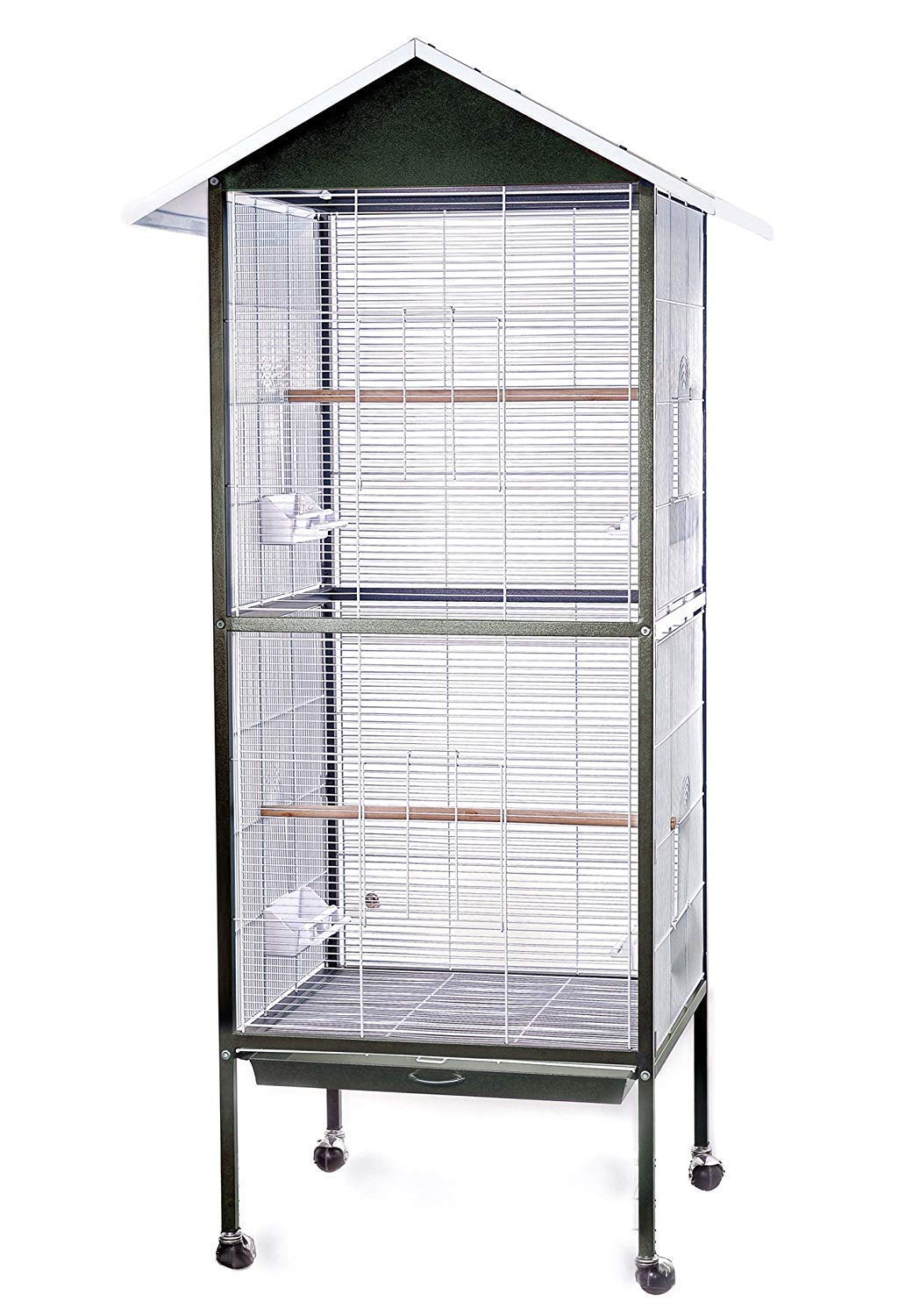 BPS Jaula Grande Metal para Loro Pájaro Pajarera Periquito Canarios con Saltado Comedero 60 * 60 * 167 cm Color Azul/Verde (Verde) BPS-1197VE