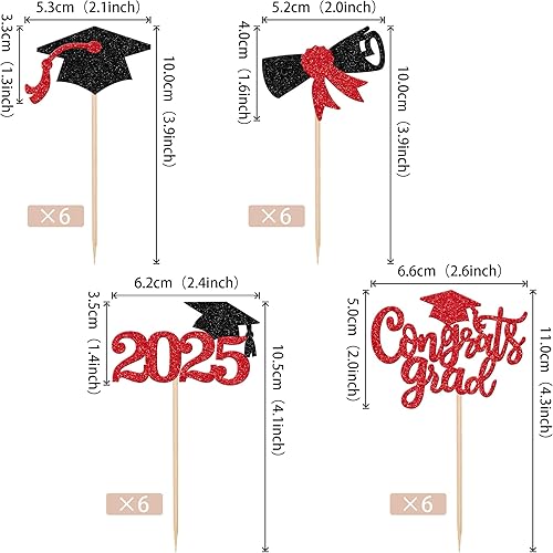 Miniatura 2 de 36 piezas de decoración para cupcakes de graduación 2023, con purpurina, para contratos de graduación, clase de 2023, para magdalenas, para fiestas