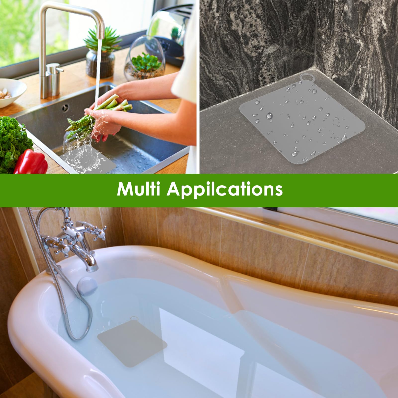 Tappi Di Scarico In Silicone Universali - 3 Pezzi Per Vasca, Lavandino E Doccia, Adesivo A Ventosa - Foto 2