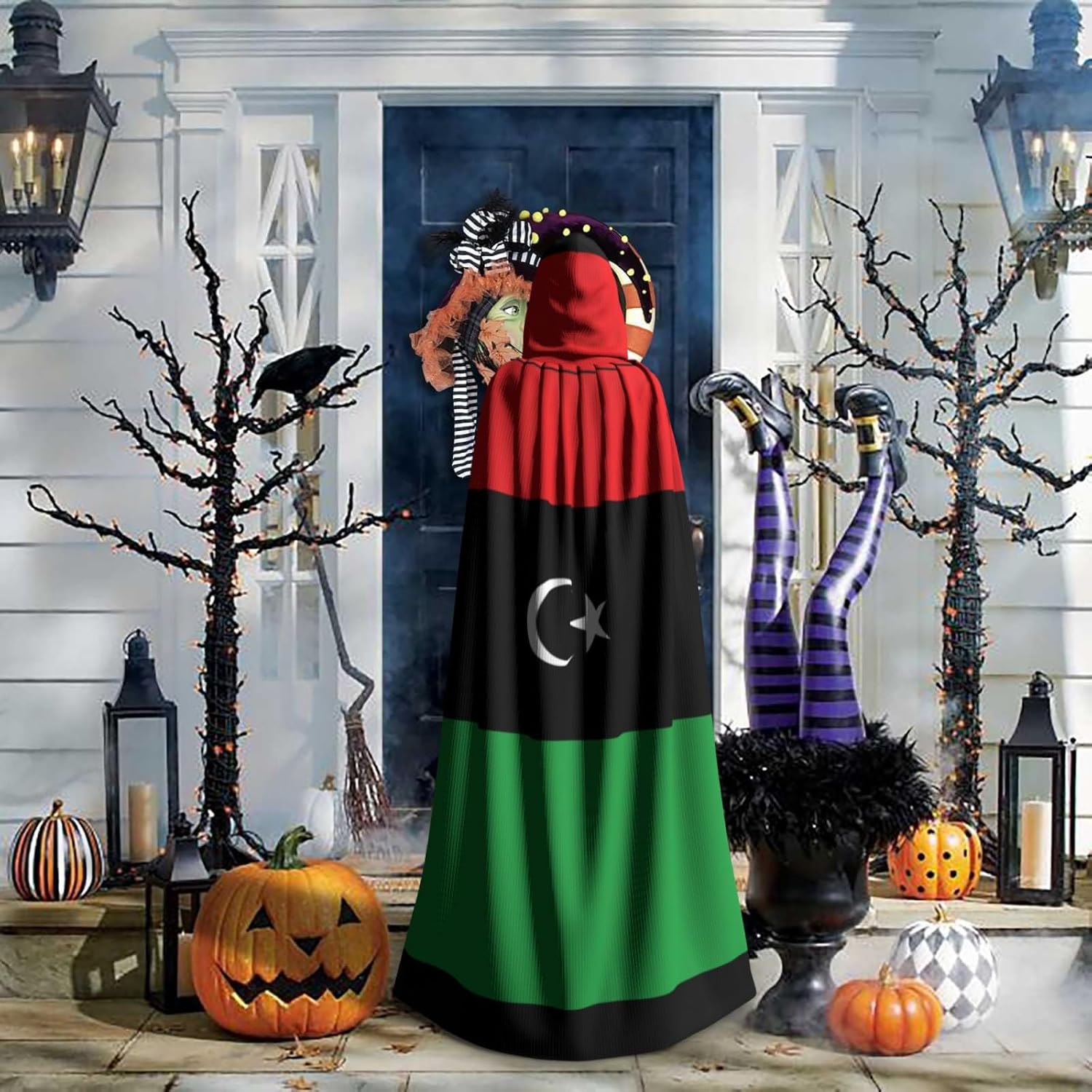 Libyan flag Unique Darkness Poncho Shawl - Customizable Wearable Blanket for Women, Perfect Halloween Costume Accessory, Knight, Akatsuki, and More