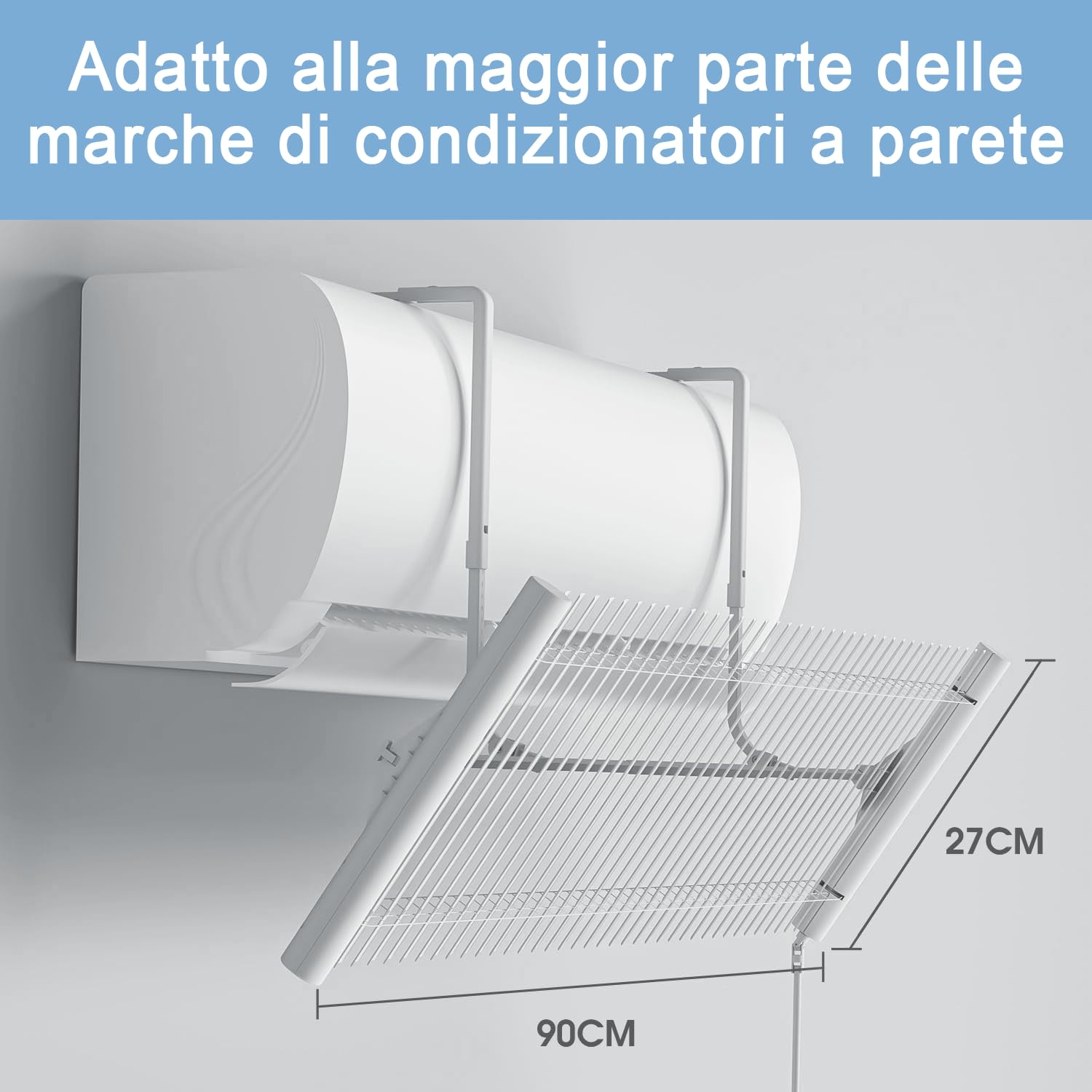 Deflettore Per Condizionatore Universale - Regolabile 44-78cm, Bianco, Anti-Aria Diretta Per Casa E Ufficio