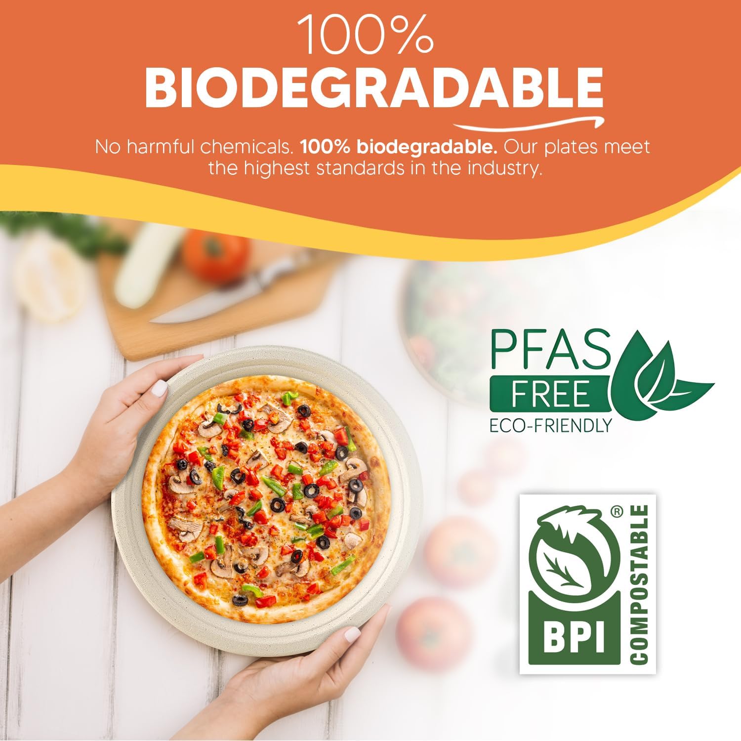 Compostable Paper Plate 9 Inch 150-Pack | Heavy-Duty Disposable Plates | Biodegradable Sugarcane Bagasse | Eco-Friendly Dinner Plates | Microwave & Freezer Safe | PFAS-Free | Natural Brown Plates