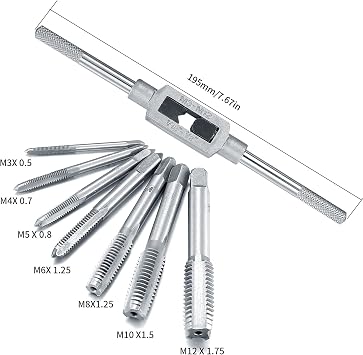8 Pcs Tap Wrench Set, Adjustable Reamer Thread Tap Metric Set