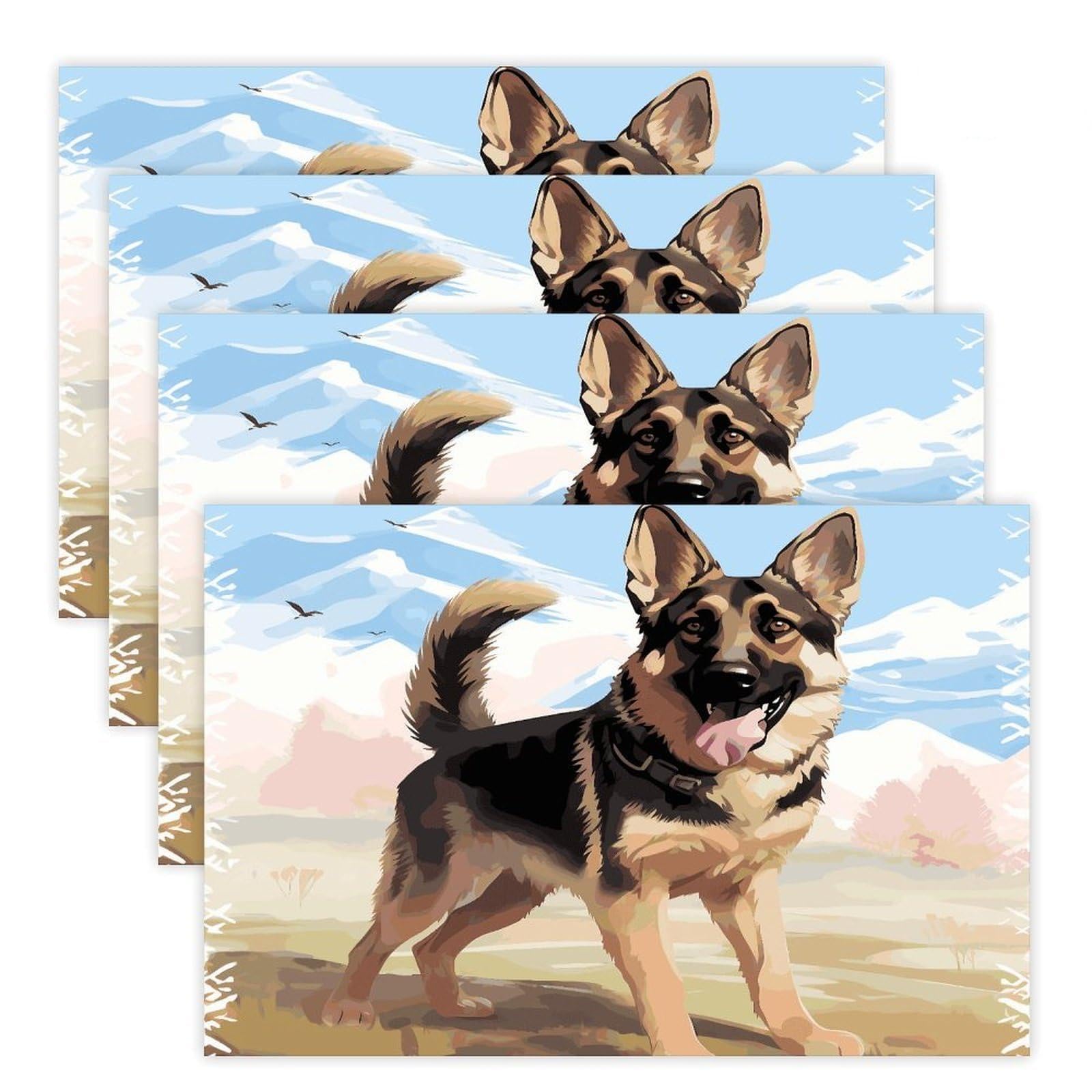 German Shepherd Dog Lovers Placemats Heat-Resistant Washable Place Mats Anti Slip Dining Table Place Mats Wipeable Dining Table Mats Kitchen Decoration Placemats 17.7’’×11.8’’