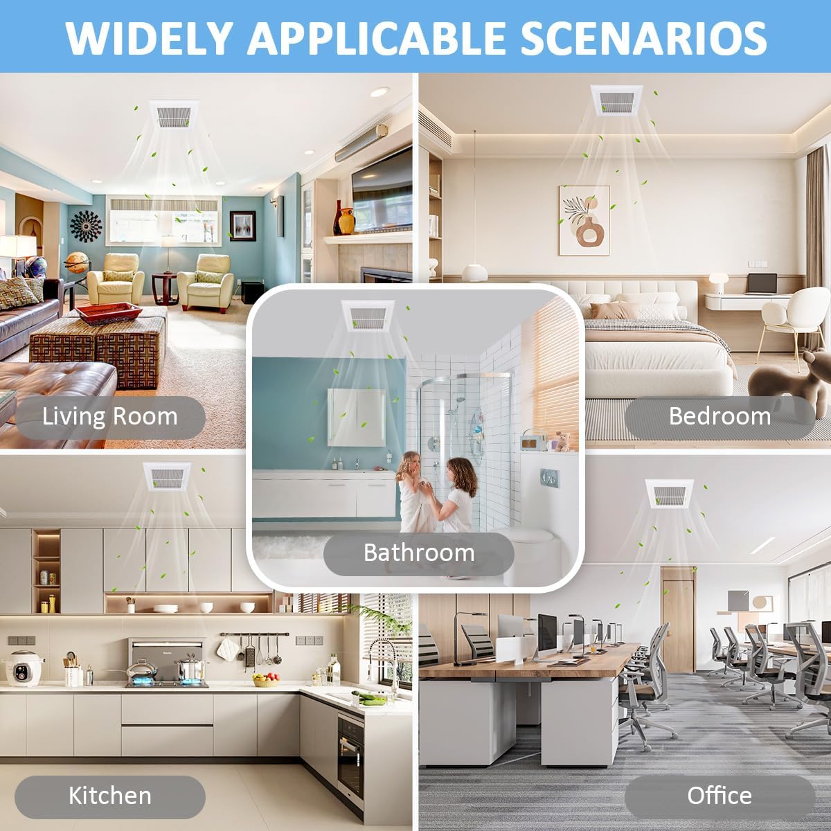 WKZO Bathroom Vent Cover with Springs, 13x13" Square Exhaust Fan Cover for Pana-Sonic, FV-GL3TDA Replacement Bathroom Ceiling Fan Grille Cover/Bathroom Vent Fan Grille/Vent Covers for Home Ceiling