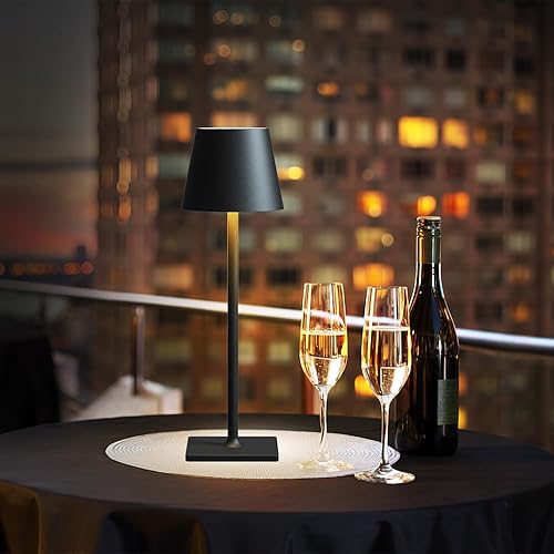 Miniatura 7 de Lámpara de mesa inalámbrica, lámpara de mesa recargable, lámpara táctil con batería de 6000 mAh, 3 colores de atenuación continua, lámparas