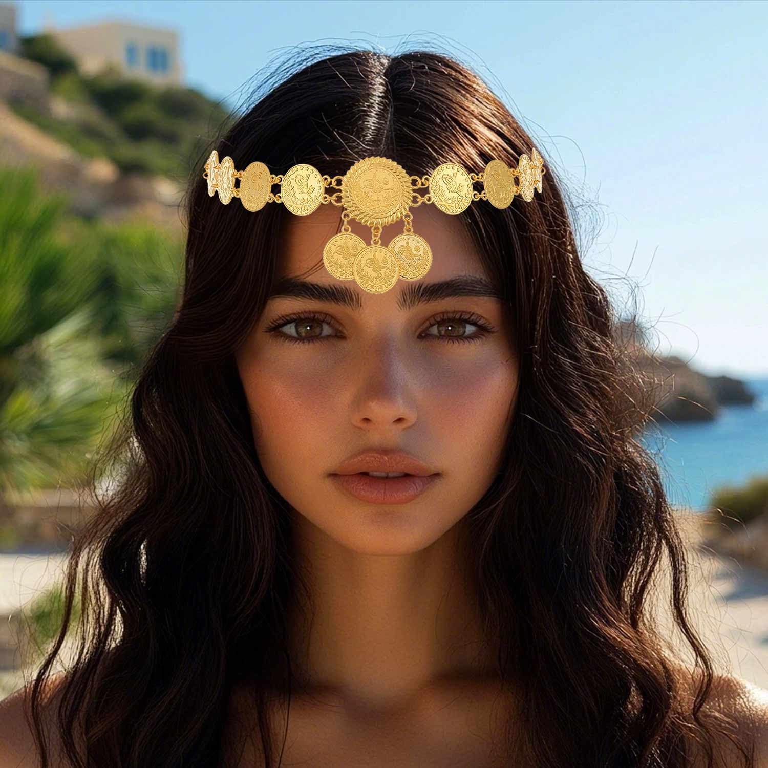 Fashband Gold Sequin Head Chain Boho Headpiece Hair Chains Festival Costume Hair Accessories for Women (G-B, One Size) - Image 4