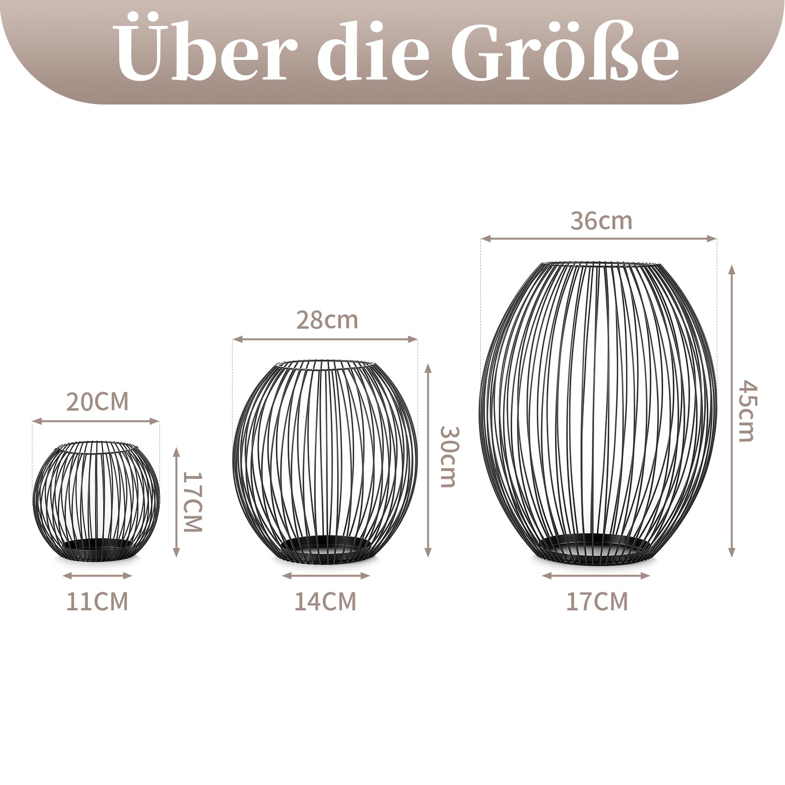 Sziqiqi Windlicht Groß Schwarz Metall: 45/30/15 cm Kerzenhalter Laternen Boden für Stumpenkerzen - Kerzenständer Modern Hoch 3er Set für Home Deko Wohnzimmer Balkon Badezimmer Weihnachten