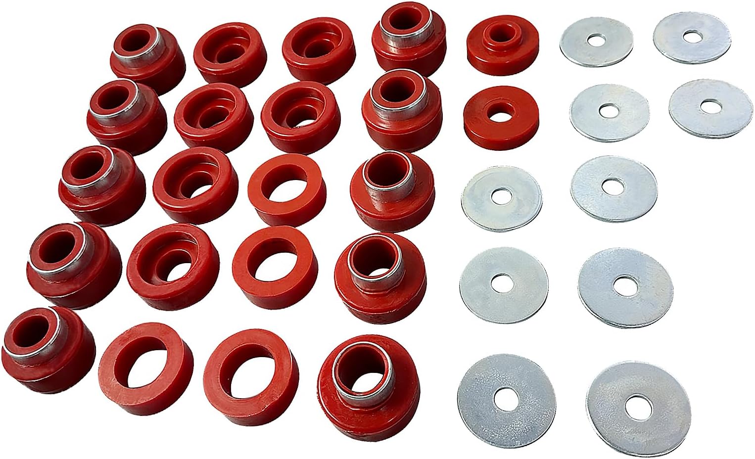 BST BSSP Body Mount Bushings Insert Red 22-Piece Kit for 1987 1988 1989 1990 1991 1992 1993 1994 1995 Jeep Wrangler 1-105 Body Mount Kit Fits 87-95 Wrangler (YJ)