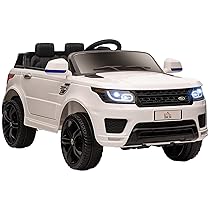 HOMCOM Auto Elettrica per Bambini 3-6 Anni 12V Doppio Motori 3-5km, h, Macchina per Bambini Elettrica con Sospensione, Telecomando 2.4G, Maniglia, Luci LED, Musica e Clacson, Bianco