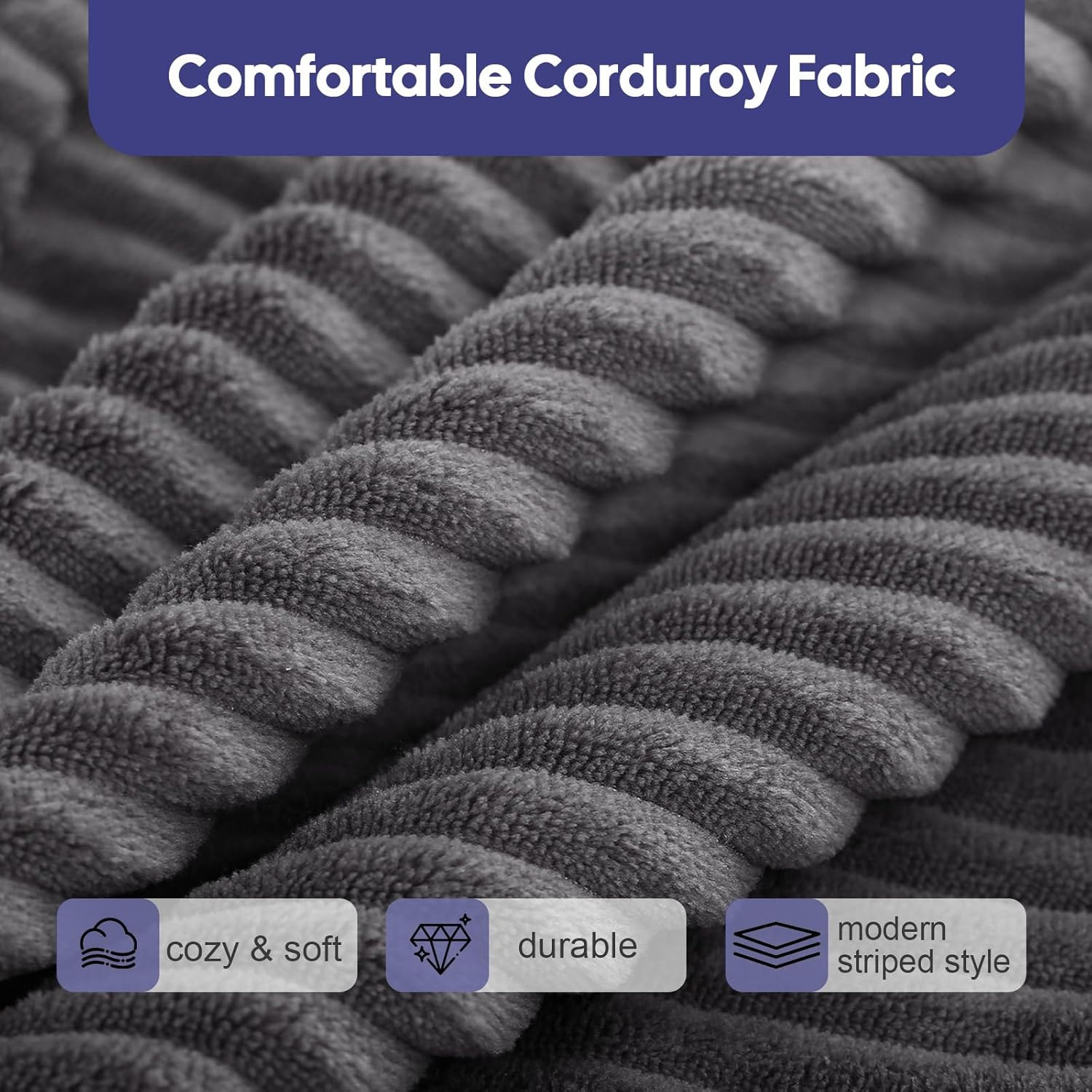 idee-home Recliner Leg Rest Cushion, Recliner Footrest Extender Pillow with Removable Corduroy Cover, Multi Purpose Ergonomic Foot Pillow Back & Lumbar Support Cushion for Bed Sofa Couch, Dark Grey