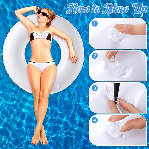 Miniatura 3 de Jumbo Inflatable Pool Float 47.24 Inches Swimming Ring Pool Floats White Inflatable Float Tube for Adult Summer Vacation Beach River Bachelorette