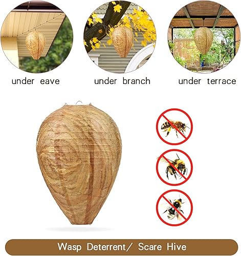 Miniatura 4 de GWHOLE Paquete de 4 avispas para colgar avispas falsas, chaquetas amarillas para jardín al aire libre