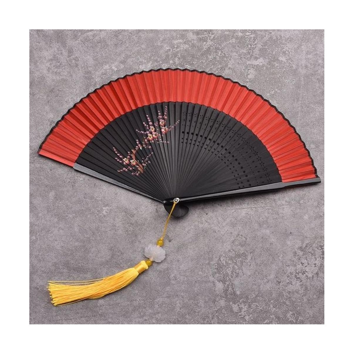 RWRAPS Abanico Plegable de Seda, portátil, Regalo para Mujer, Abanico de Seda de Mano, 21 cm, 22 cm, abanicos Chinos pequeños de Hanfu de Verano, abanicos de Seda Hanfu, Tetera (A16 22cm)