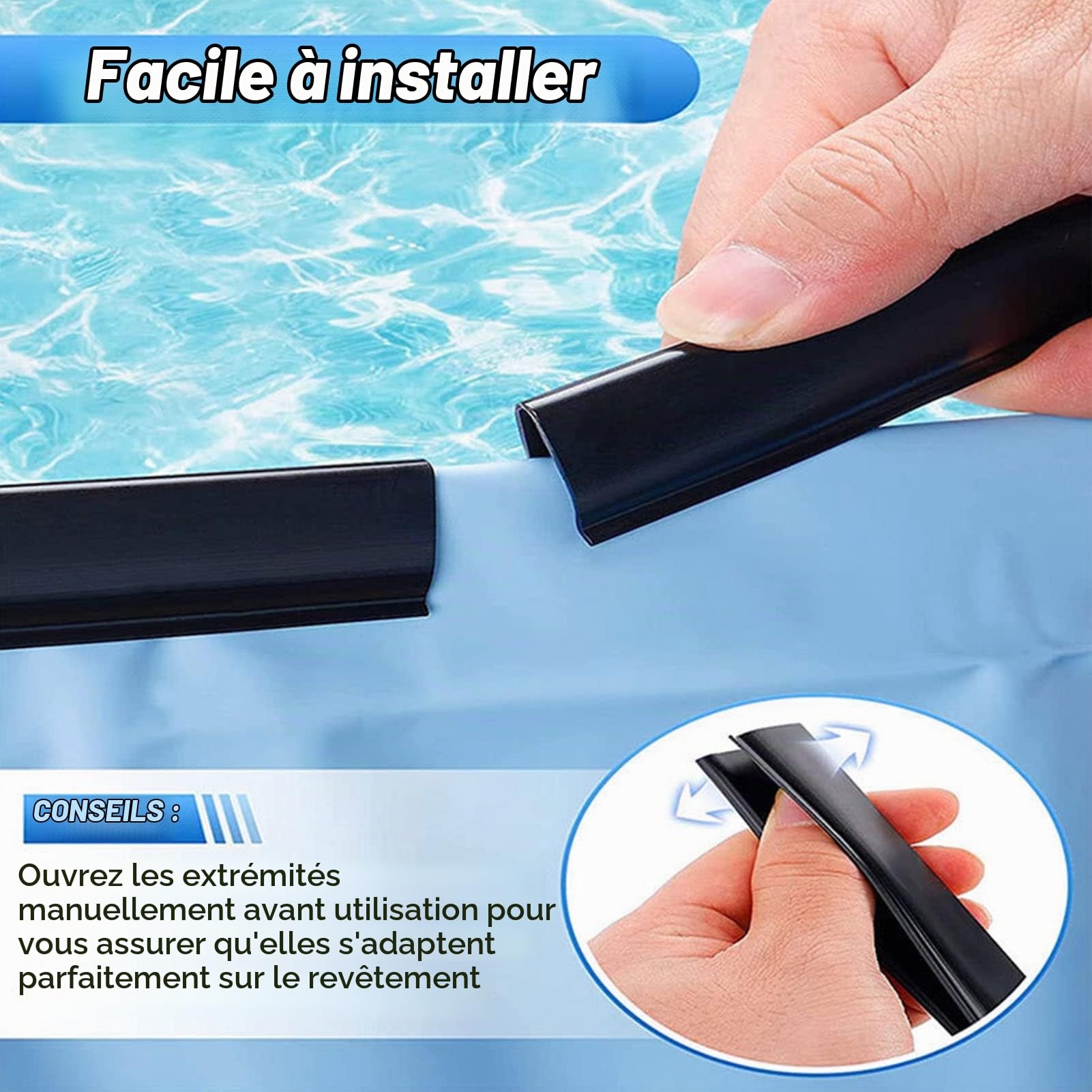 Haofy Bandes de Margelle de Piscine, Clips de Rev¨ºtement de Piscine pour Le Remplacement du Rev¨ºtement de Piscine par Chevauchement - Mat¨¦riau PE de Qualit¨¦ ¨¦Rieure avec Une Taille (A)