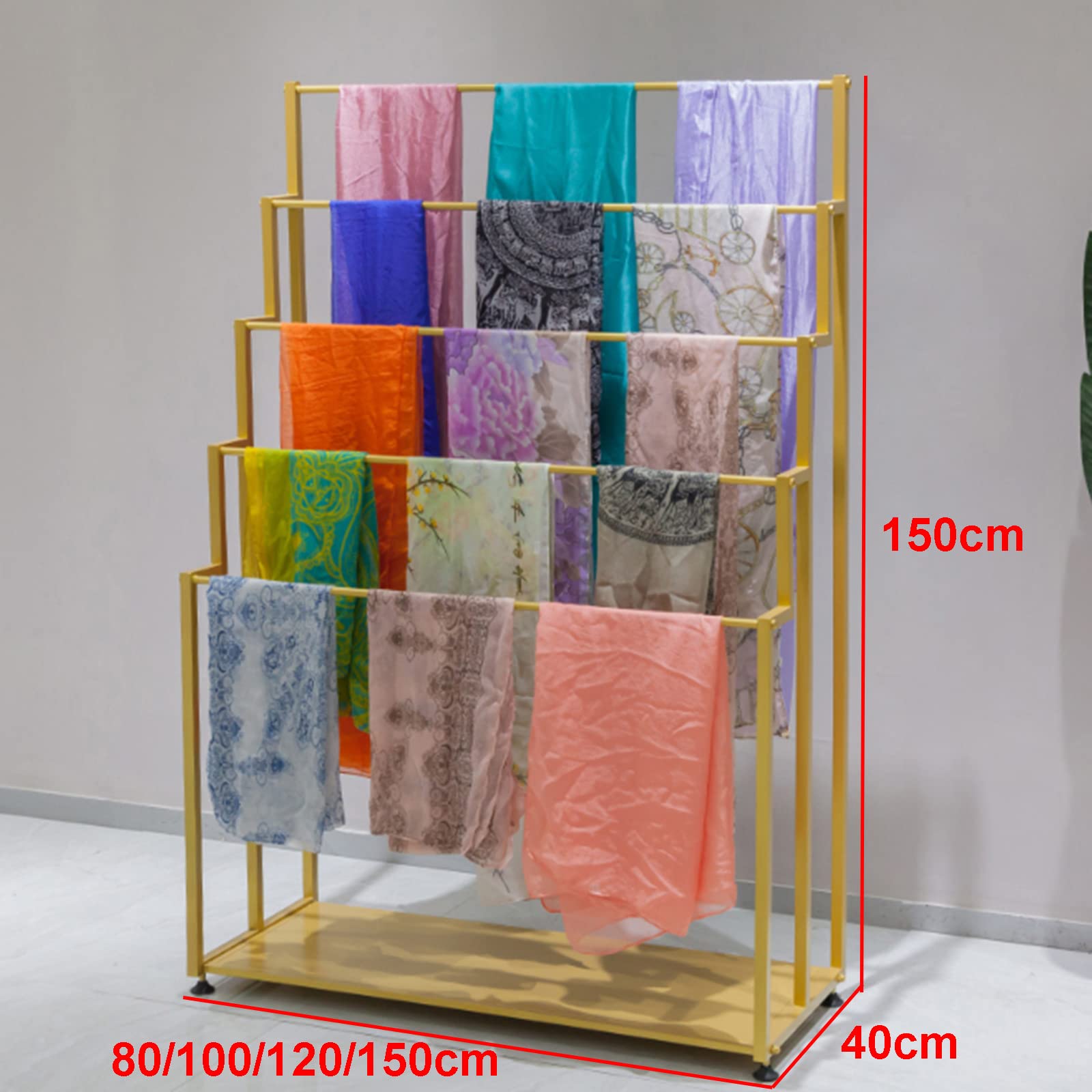 UWYTGF Scarf Holder Organizer,Towel Rack Stand,Scarf and Belt Hanger,Scarf Display Rack,Commercial Silk Scarf Blanket Rack,for Bedroom,Gold,120Cm