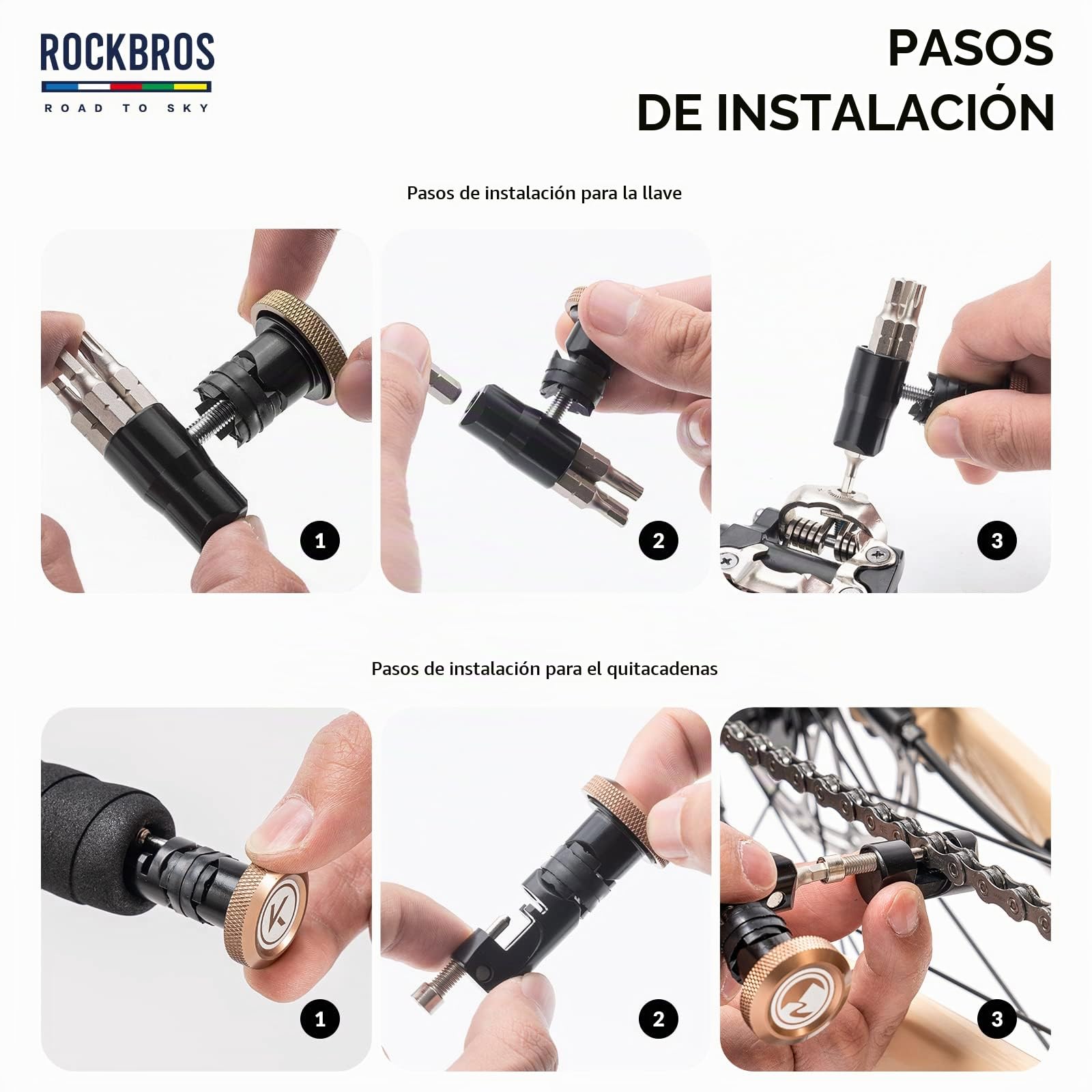 ROCKBROS Road to Sky Multiherramienta Bicicleta 5 en 1 Herramientas de Reparación Multifunción Mantenimiento Herramientas para MTB Bicicleta Carretera BMX