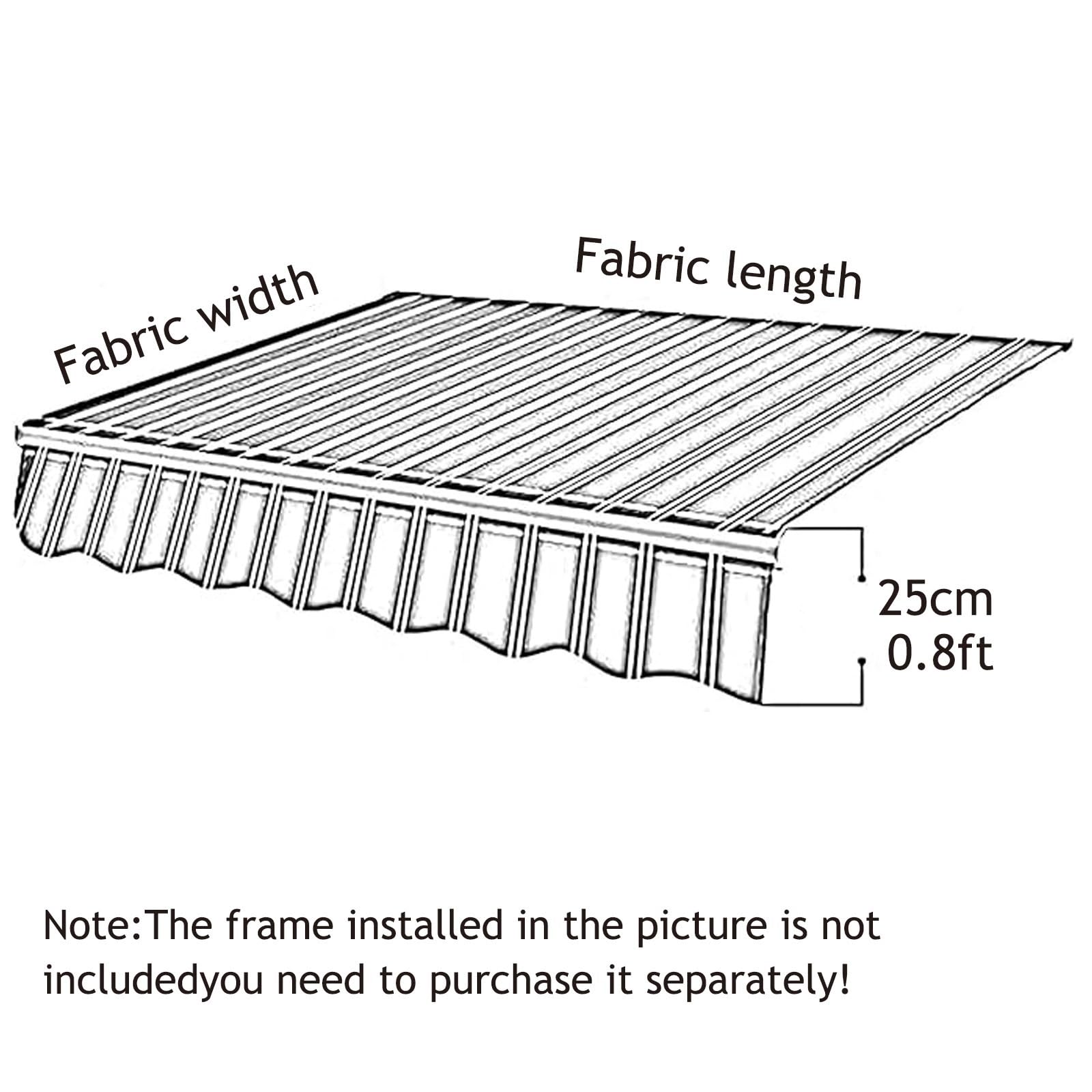 HJXGQJM Toldo De Lona, Tela De Repuesto para Toldos, Tela De Repuesto para Toldo De Terraza Retráctil (sin Marco) Toldo De Repuesto De Jardín, Tela para Toldo Exterior(2.5x1.5m(8.2x5ft))