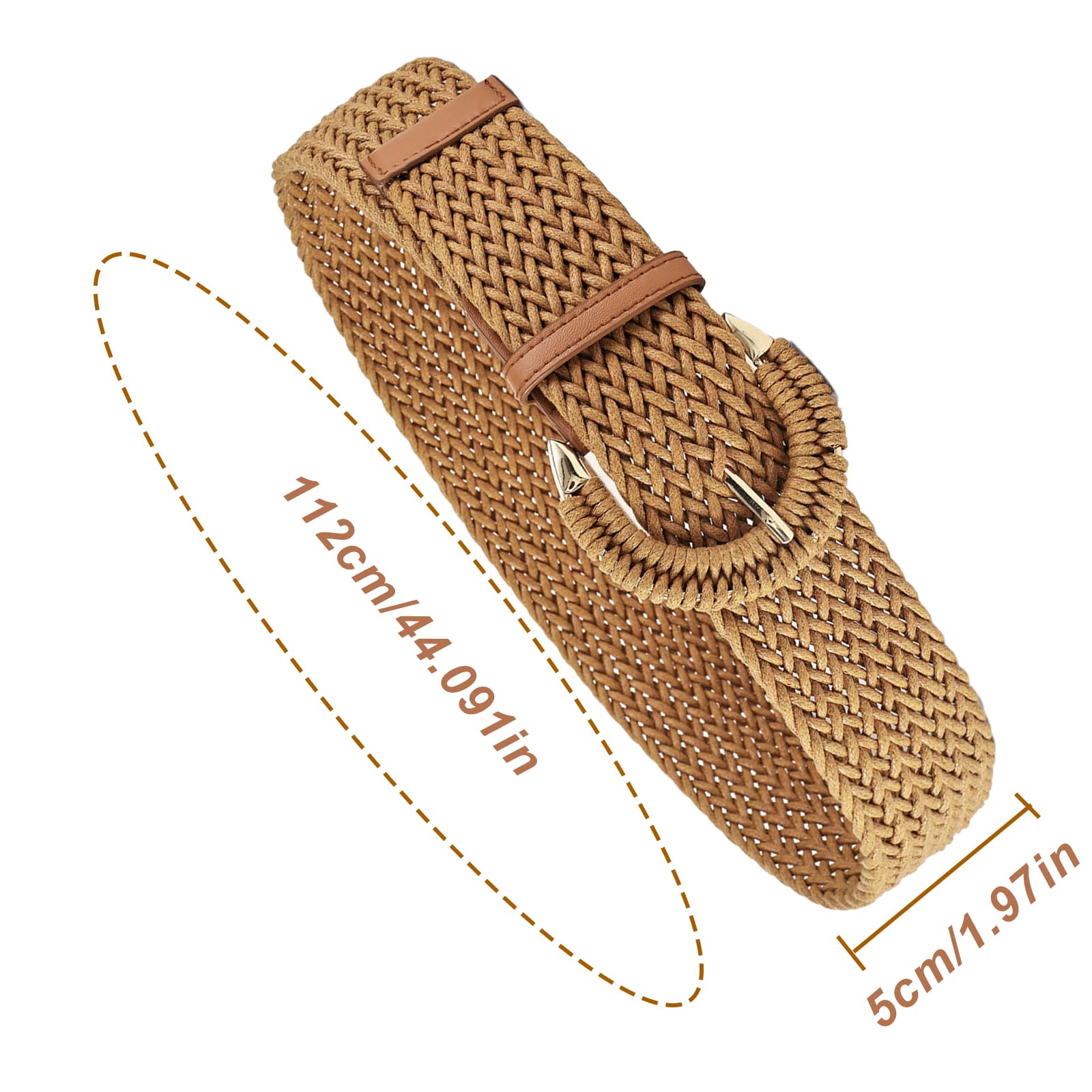 Damski pleciony rattan, szeroki, szeroki pasek w talii do sukienek, pleciony pasek w stylu boho, pasuje do letnich sukienek, dżinsów, spodni (XL)