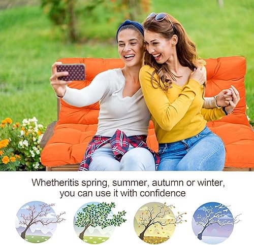 Miniatura 2 de bumuam Cojines de asiento de repuesto, cojines de columpio para exteriores, impermeables, para porche, 3 plazas, con respaldo, cojín de banco para