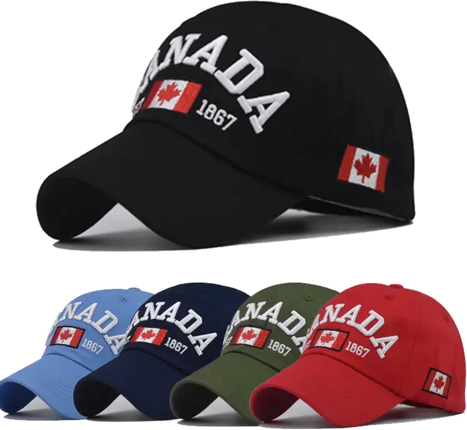 Canada Unisex Baseball Cap - 100% Cotton - Maple Leaf Embroidered - Adjustable - Sports and Leisure Cap for Men and Women, Yellow, Medium