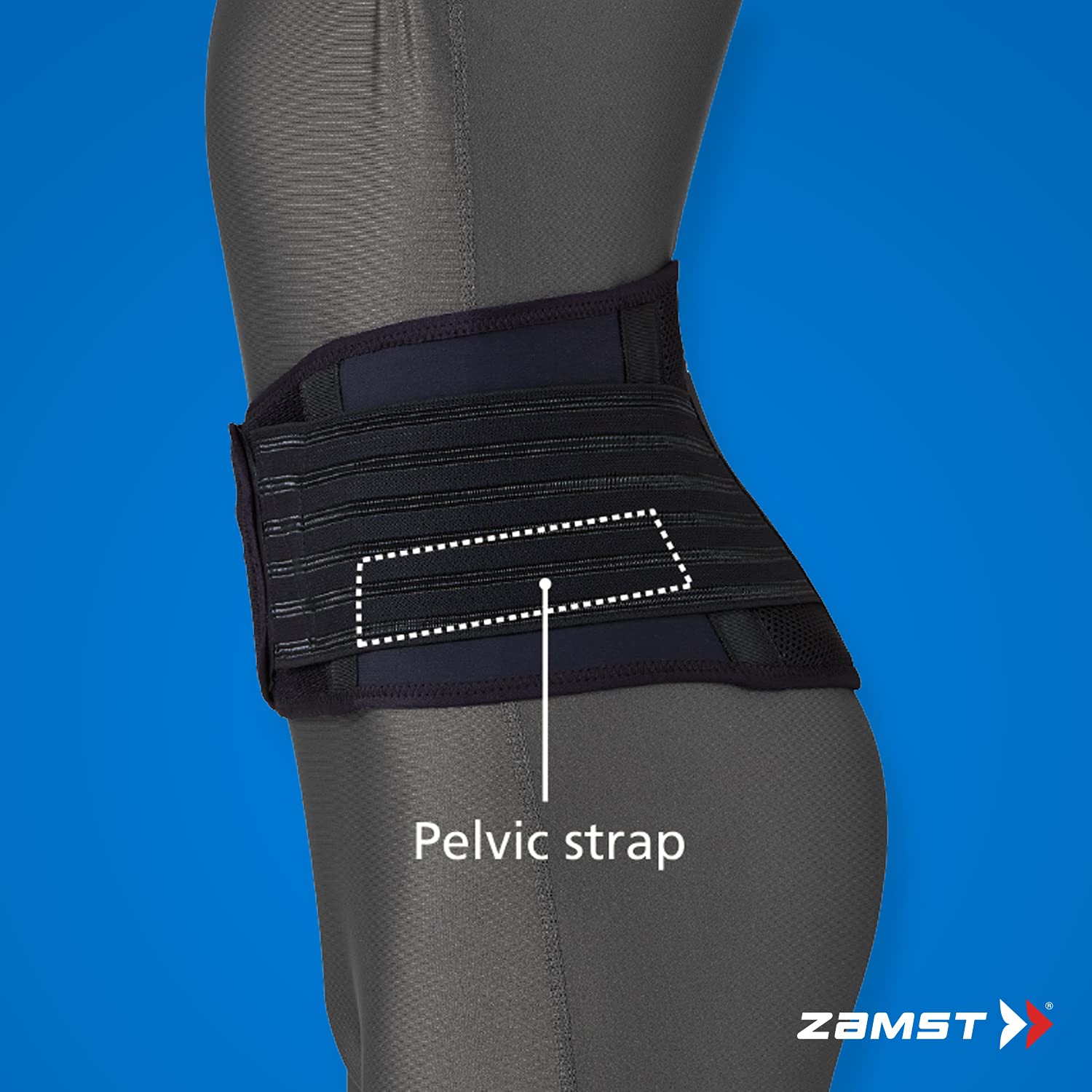 Zamst ZW-5 Sports Back Brace With Integrated Auxiliary Belt-for Golf, Tennis, Baseball, Basketball, Volleyball, Ice Hockey, Pickleball-Black, Large