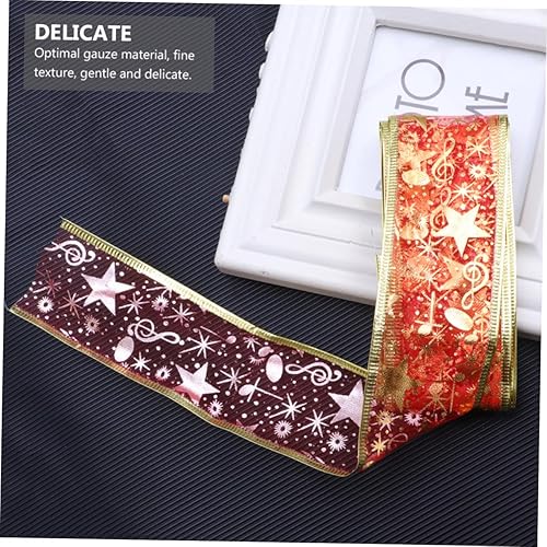 Miniatura 4 de NOLITOY 12 Rolls 2 Christmas Ribbon Holiday Ribbon for Bows Christmas Grosgrain Ribbon Christmas Wrapping Ribbon Gift Bag Gold Trim Gold Decor