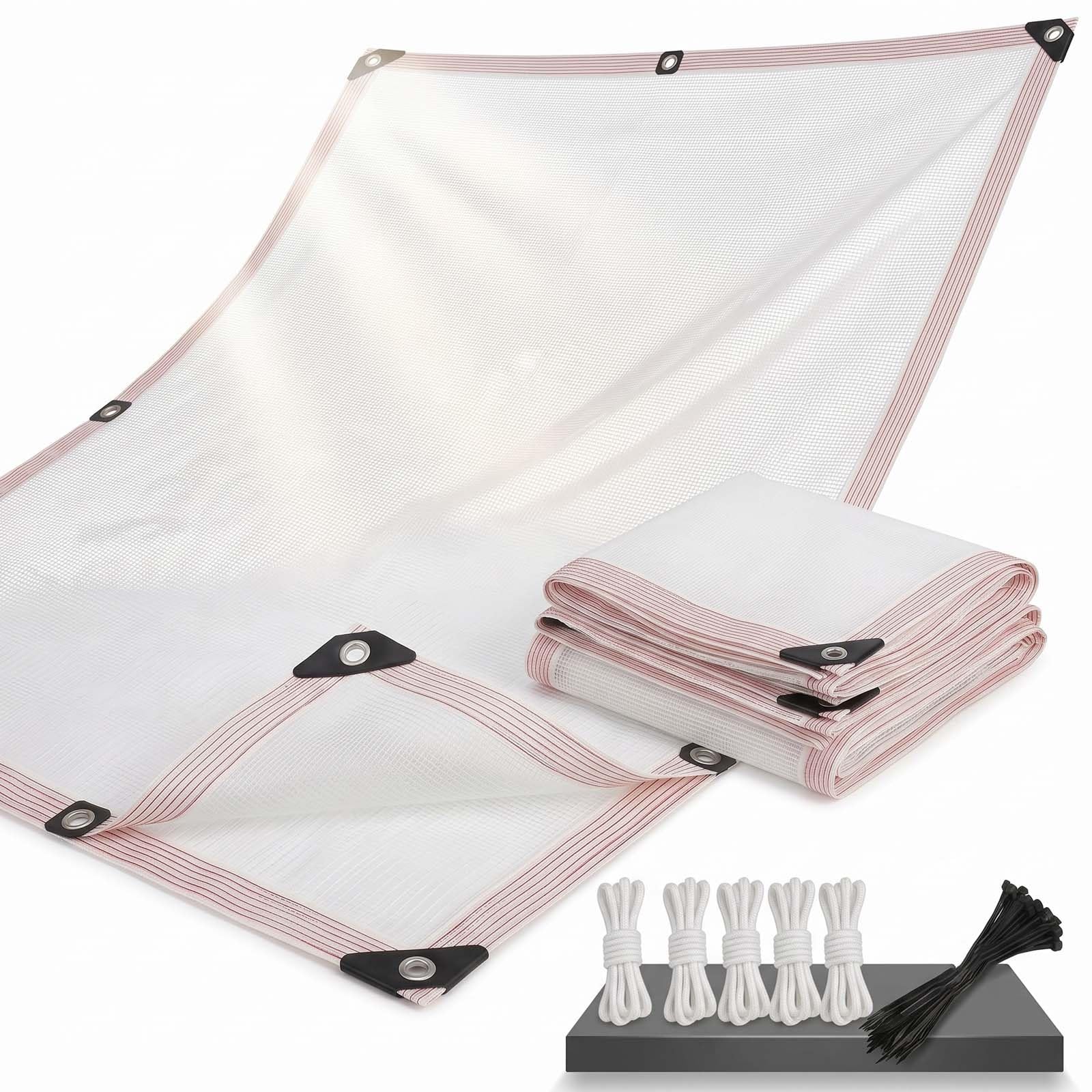 Toldo vela de alta densidad blanco 3x7m | Lona de sombra exterior impermeable con cuerdas