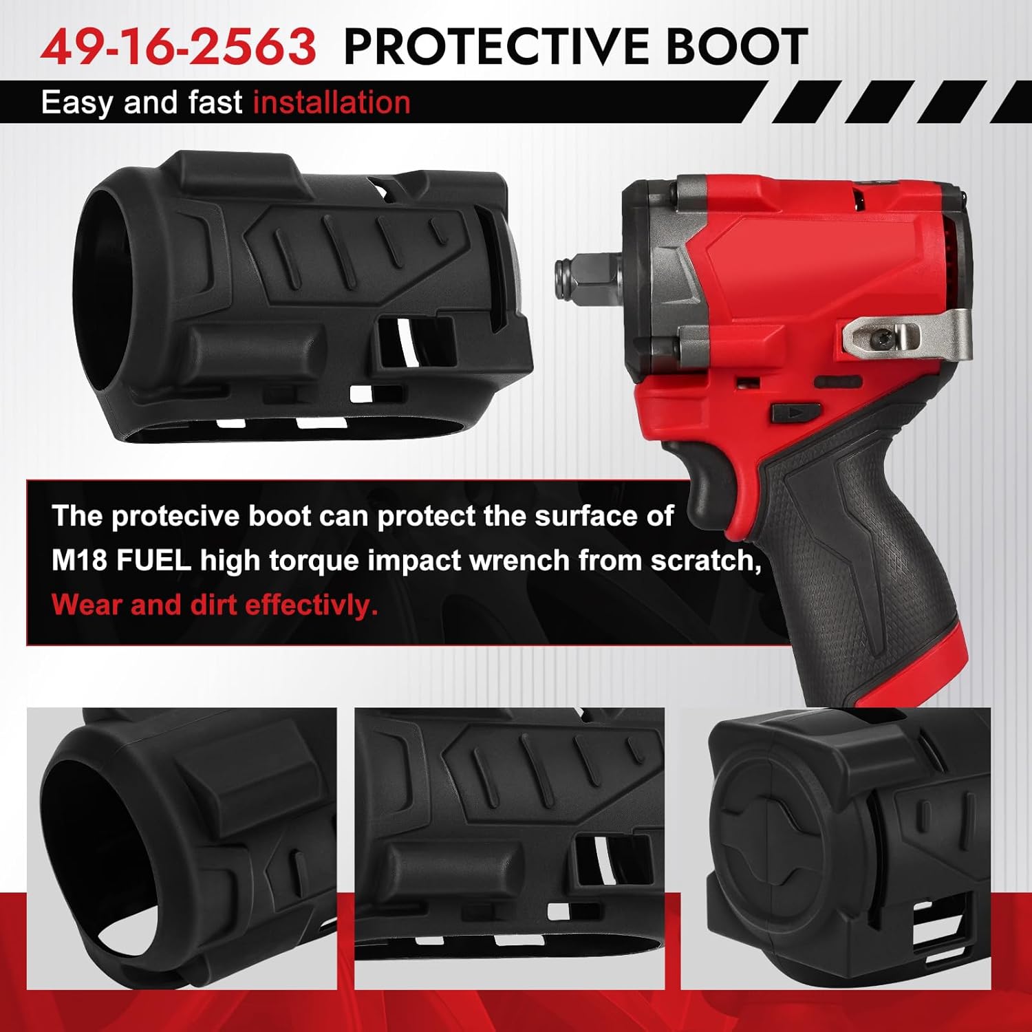 2562-20, 2563-20, 2563P-20 Impact Wrench Protective Boot Cover Compatible with Milwaukee M12 Stubby 3/8" 1/2" Impact Wrench(49-16-2562、49-16-2563)