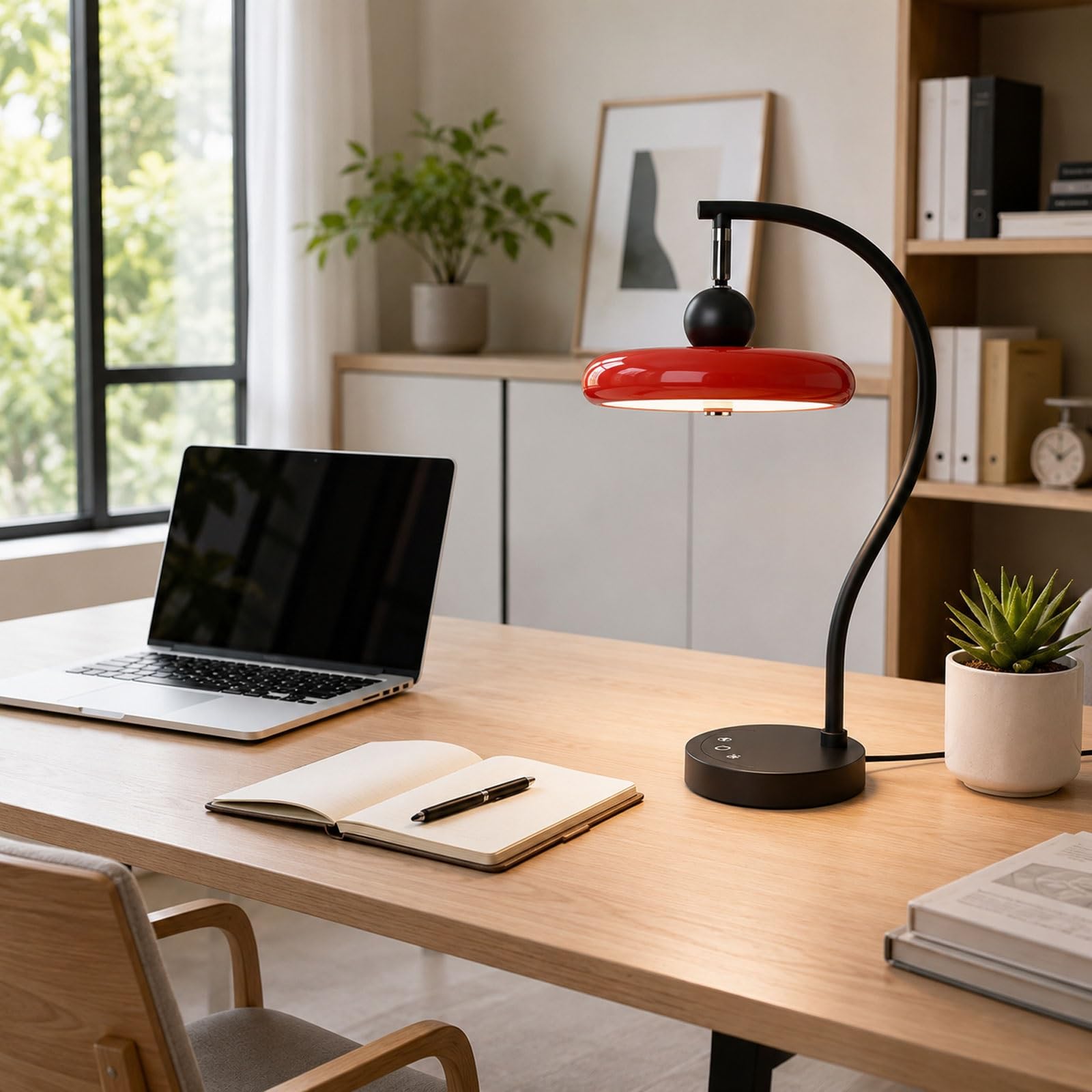 Lampa stołowa Red Disc, regulowana lampka na biurko do czytania 18W Lampka nocna LED