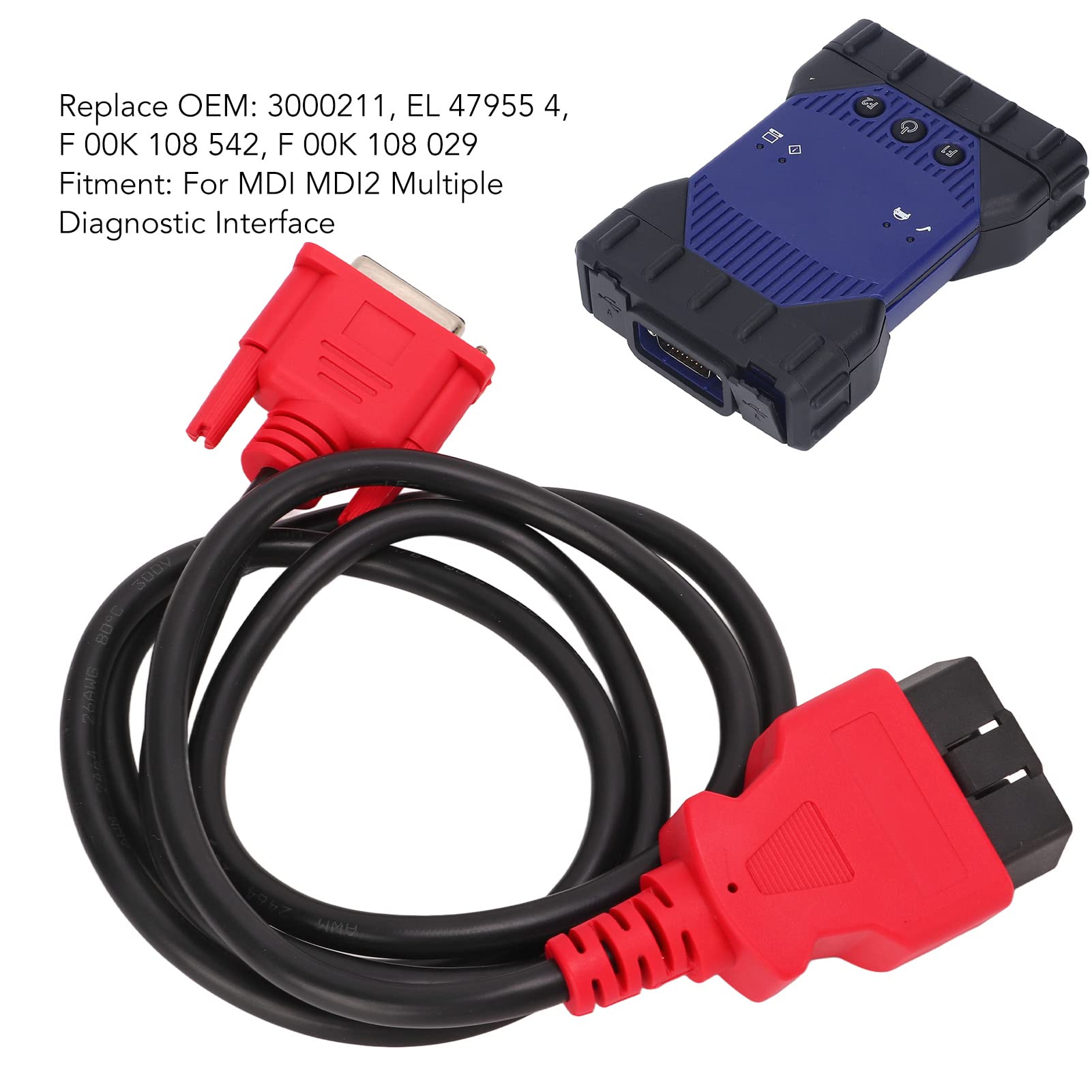 Adattatore Cavo di Prova OBD2, Adattatore Cavo Metallo Gomma ABS, Strumento di Scansione 3000211 Per Interfaccia Diagnostica Multipla Mdi MDI2