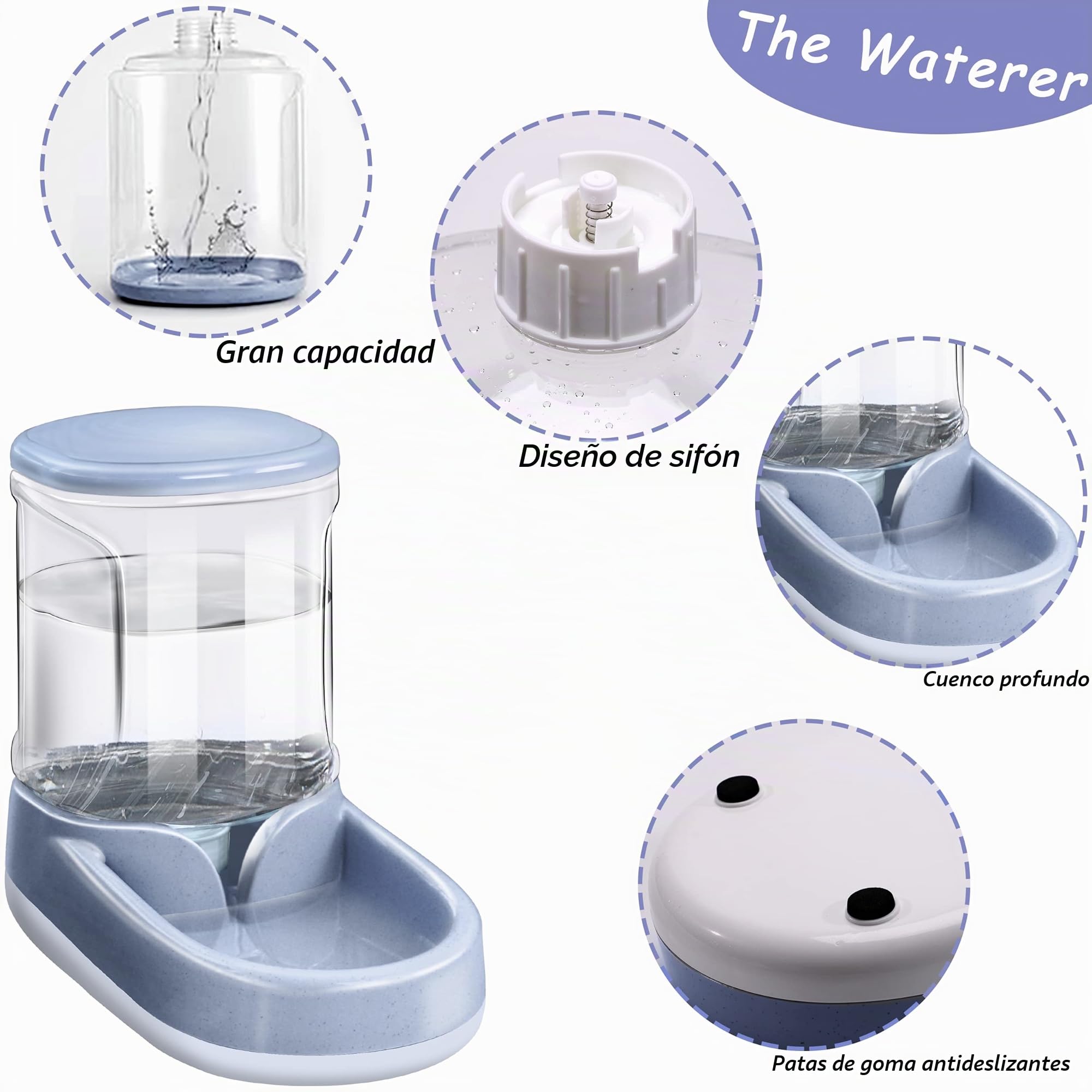 Dispensador de agua para mascotas 2 en 1 y dispensador automático de alimentos para perros y gatos pequeños y medianos, 3,8 l
