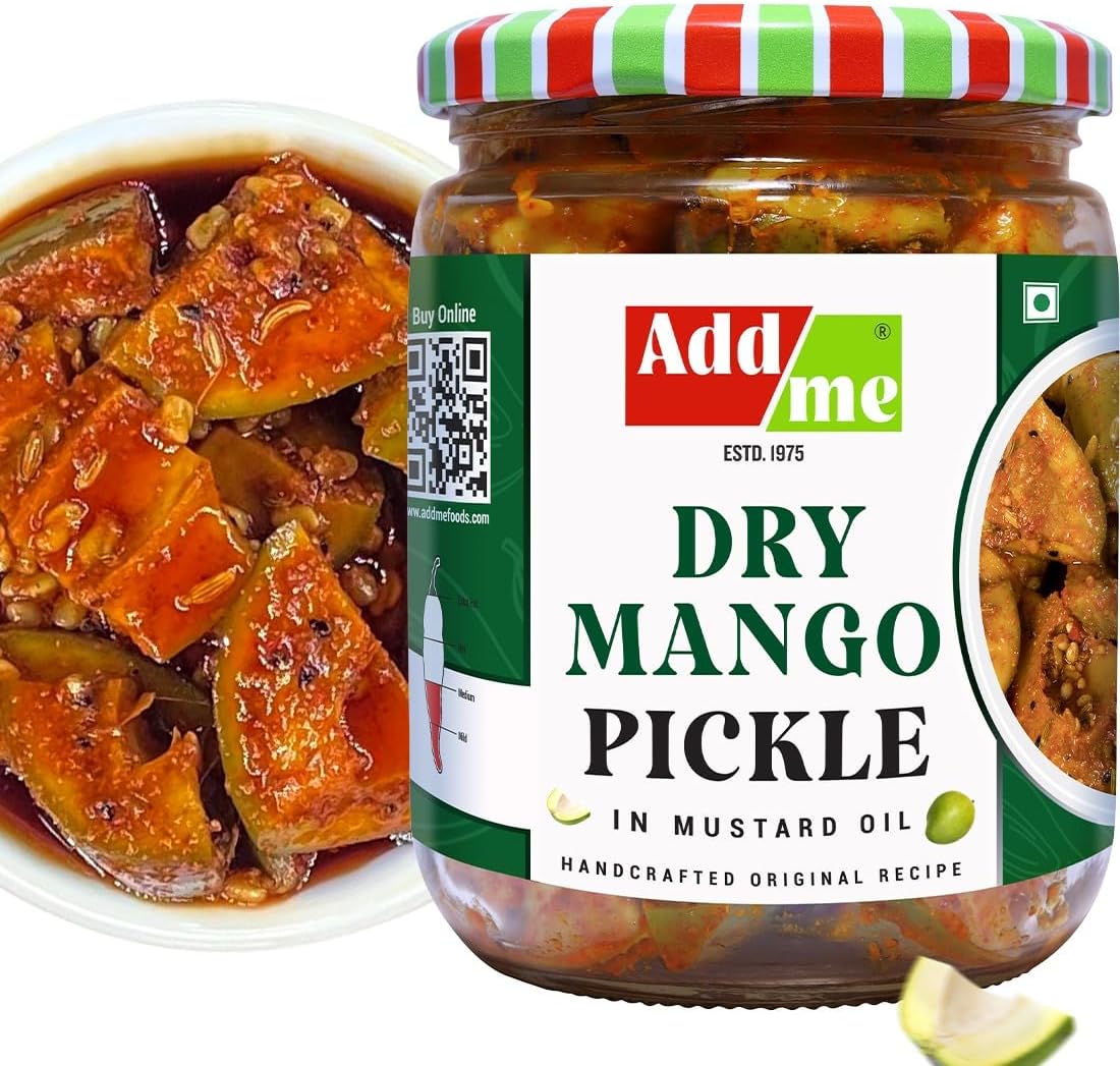 Add Me Dry Mango Pickle 500g in Very Homemade Less Mustard Oil Aam ka Sukha Achar Village Style 500g Classic Indian Recipe Jar Pack