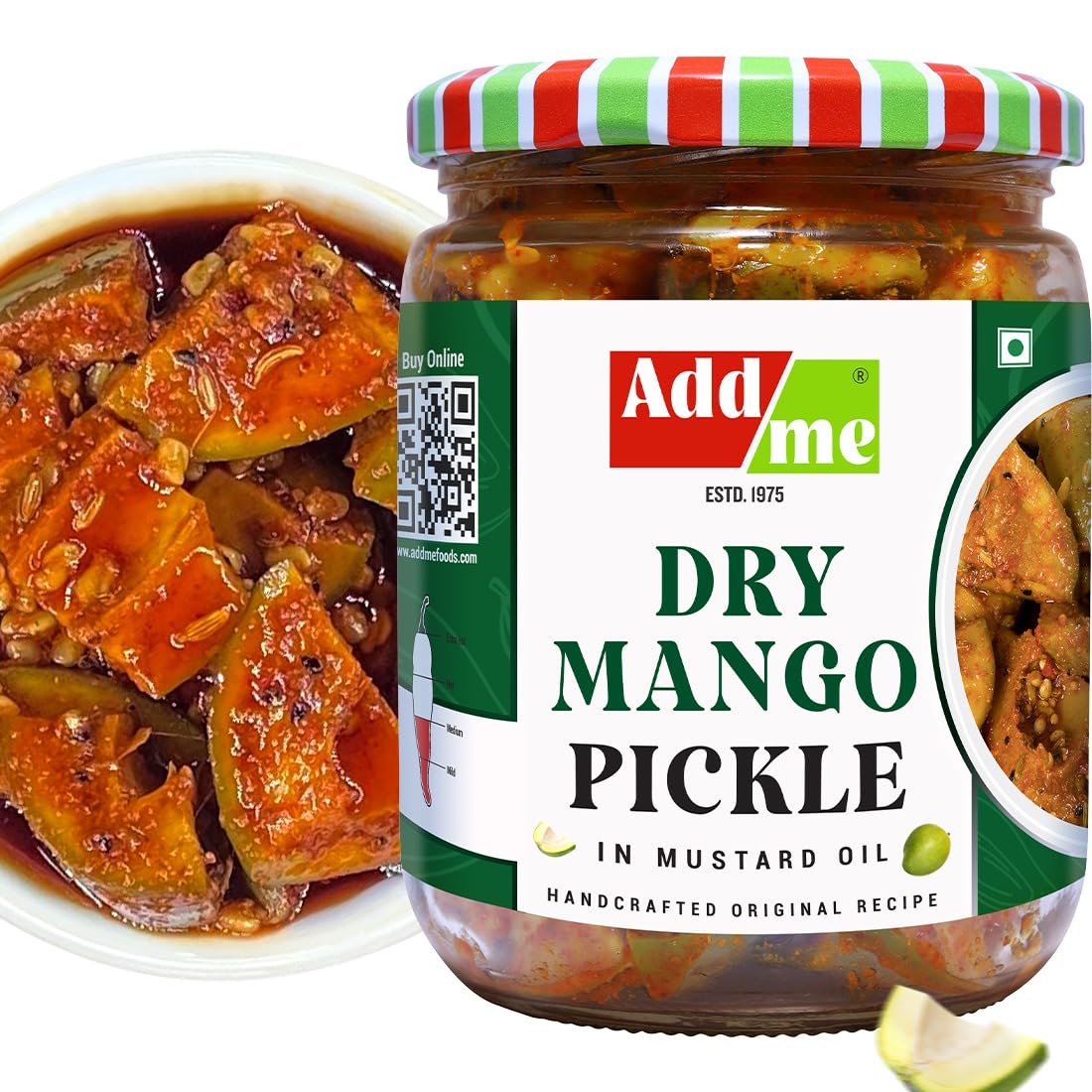 Add Me Home Made Dry Mango Pickle Less Oil 500gm Aam ka Achar 500 gm Glass jar