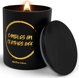Luxury Funny Candles for Women Or Men - White Peach & Dreams,10oz - Wooden Wick Candles with Soy Wax – Funny Candle, Funny Candles for Men, Bithday Day Gift, Valentines Gift (Candles on Clothes Off)