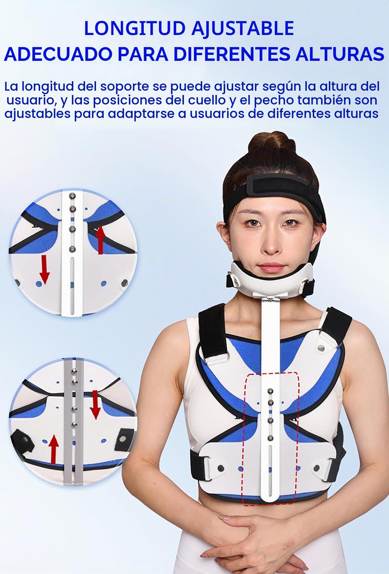 Corrector de Postura Ajustable Pecho y Espalda, fijación de fracturas y rehabilitación de vértebras cervicales, Soporte Cervical torácico con halo, para Diferentes Alturas
