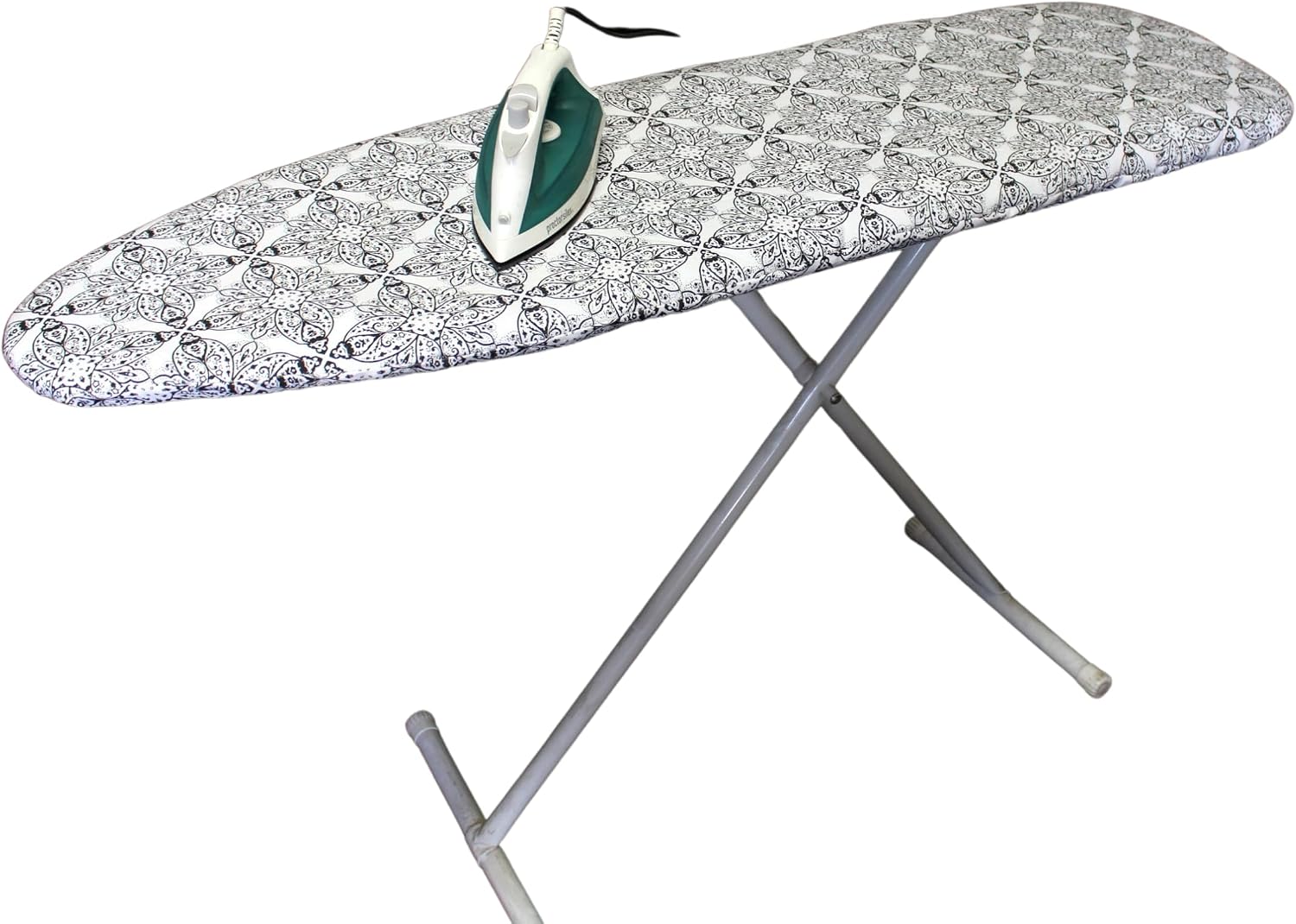 Ironing Board Cover and Pad with Straps - Scorch Resistant Silicone Coating, Fits Standard Size Boards, Elastic Edges for Secure Fit, 100% Cotton Cover, by Dependable Industries