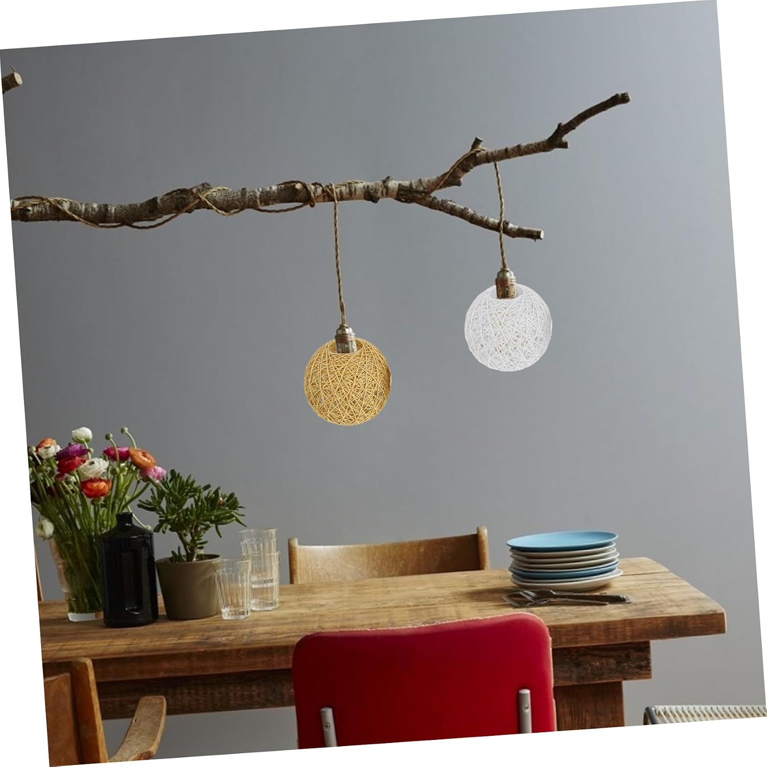 2pcs Woven Craft Lampshades Simple Style Lamp Covers for Table and Floor Lights Natural Rattan Design White Brown Decorative Light Accessories